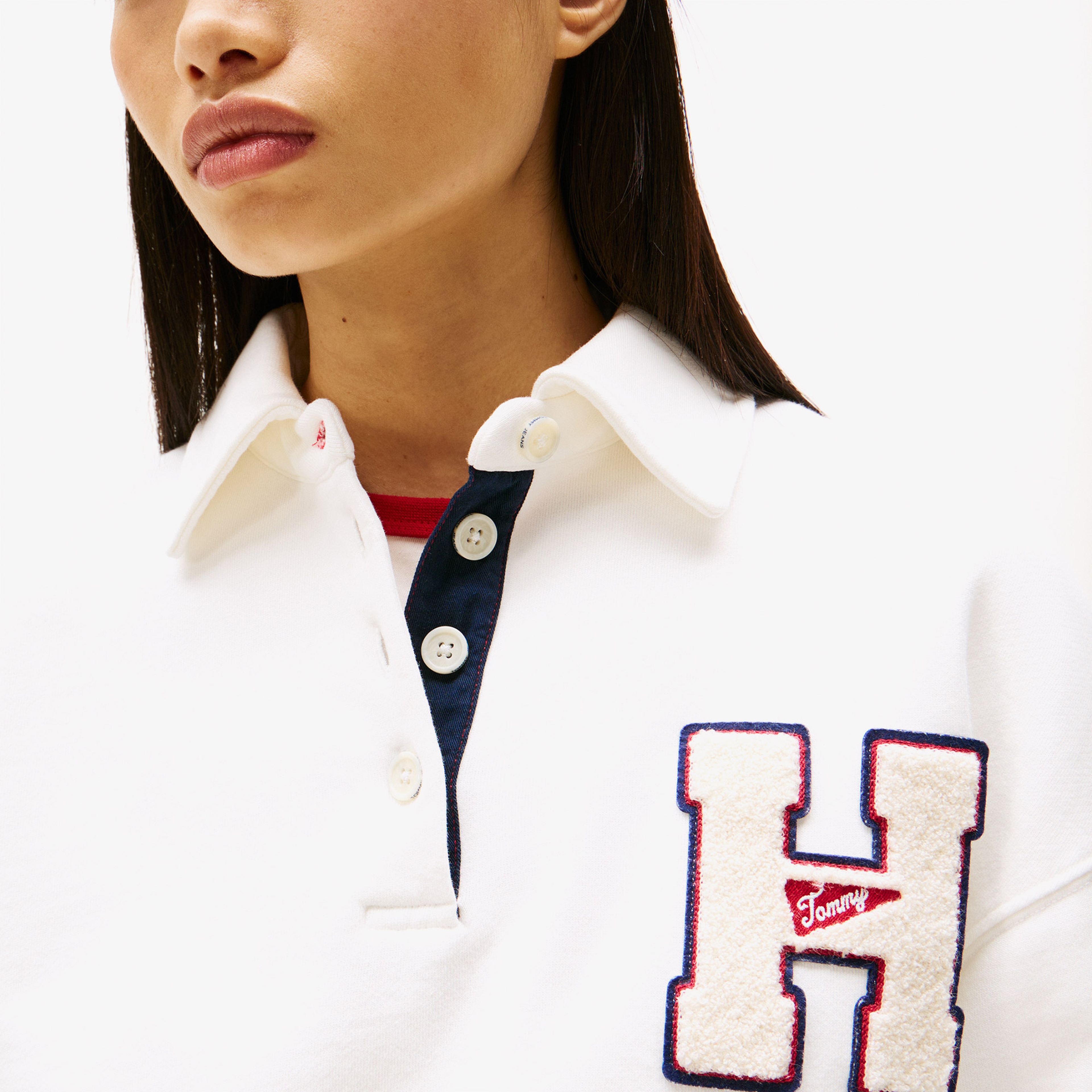 Tommy Jeans Graphic Hawk Kadın Beyaz Polo