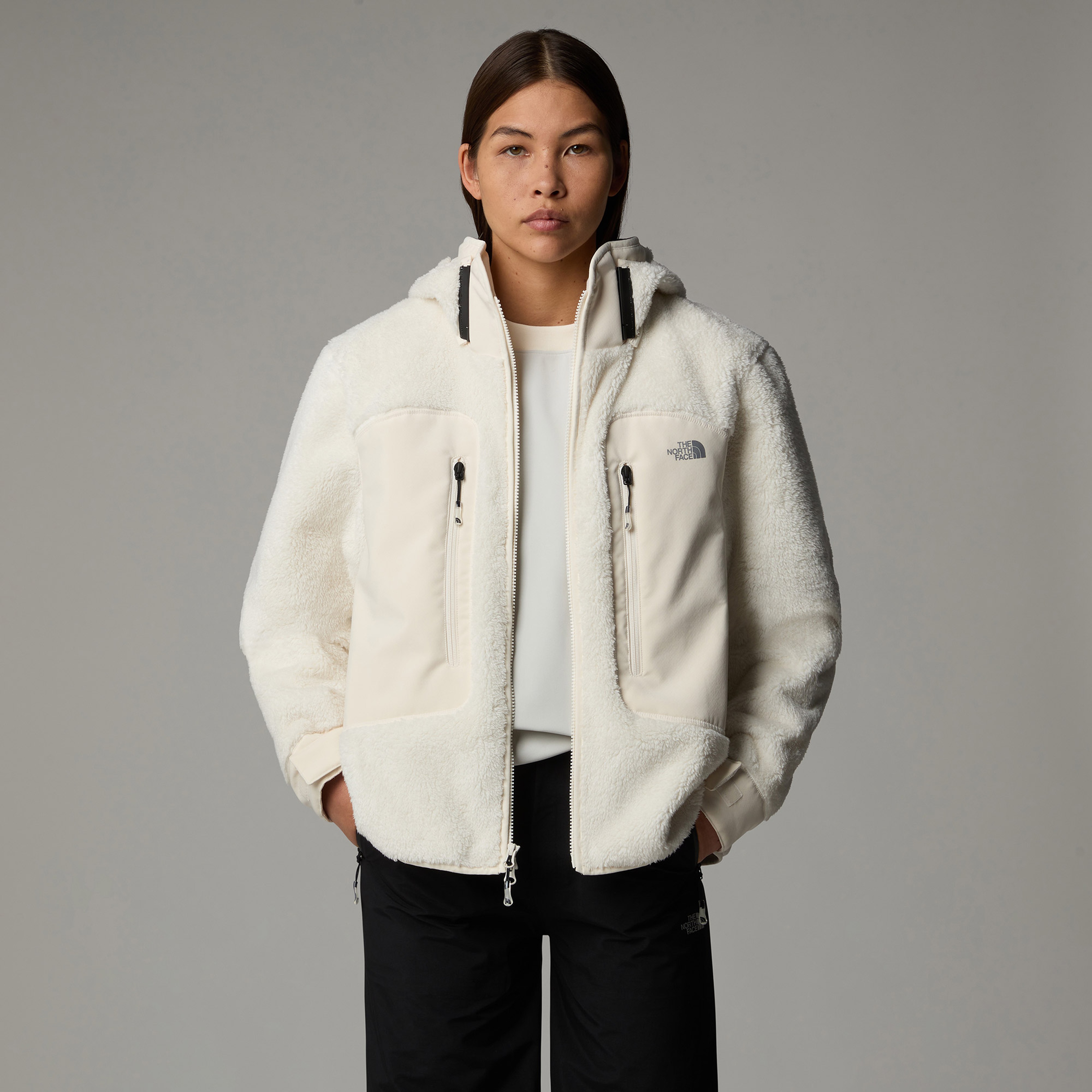 The North Face Fleece Tam Boy Fermuarlı Kadın Polar Beyaz Ceket