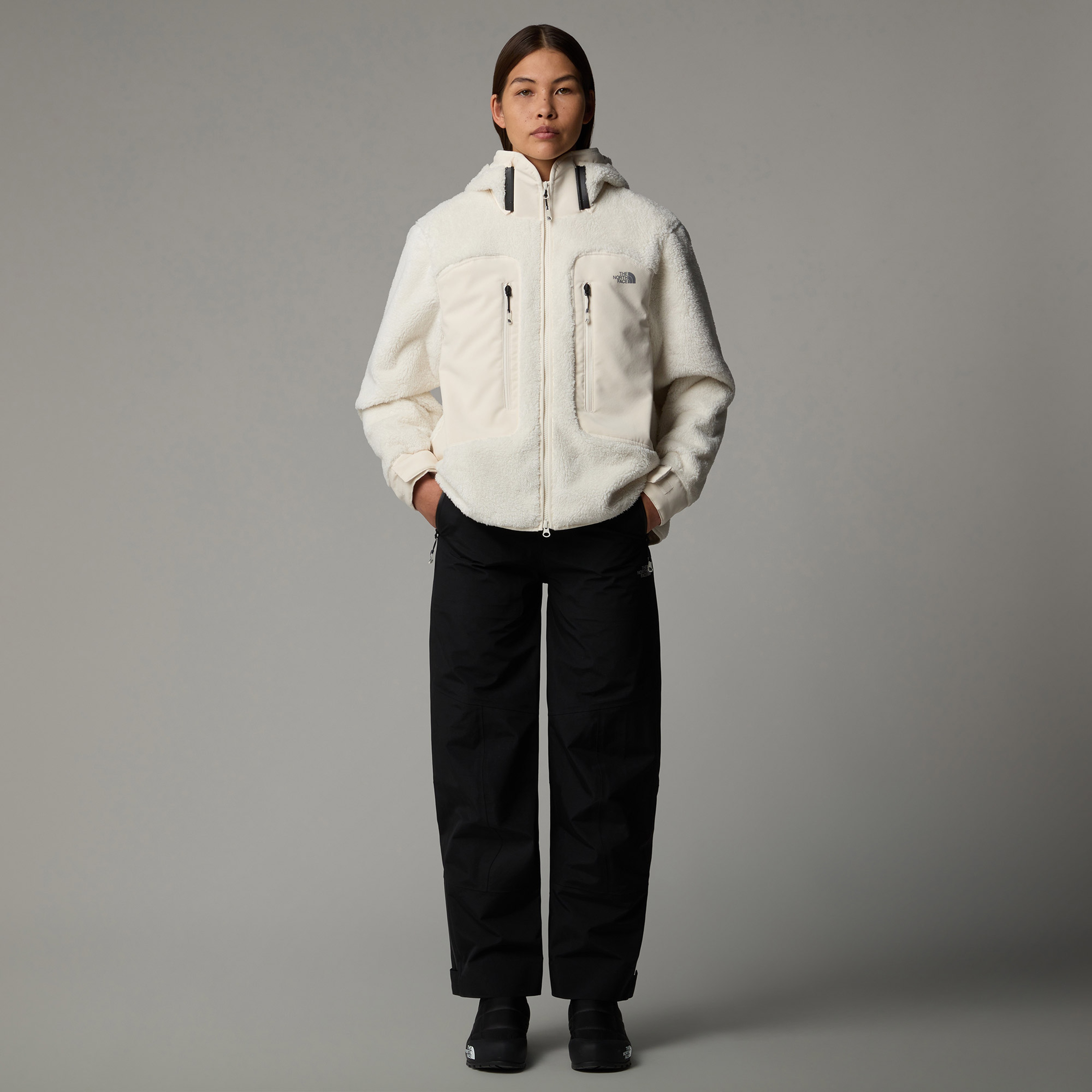 The North Face Fleece Tam Boy Fermuarlı Kadın Polar Beyaz Ceket