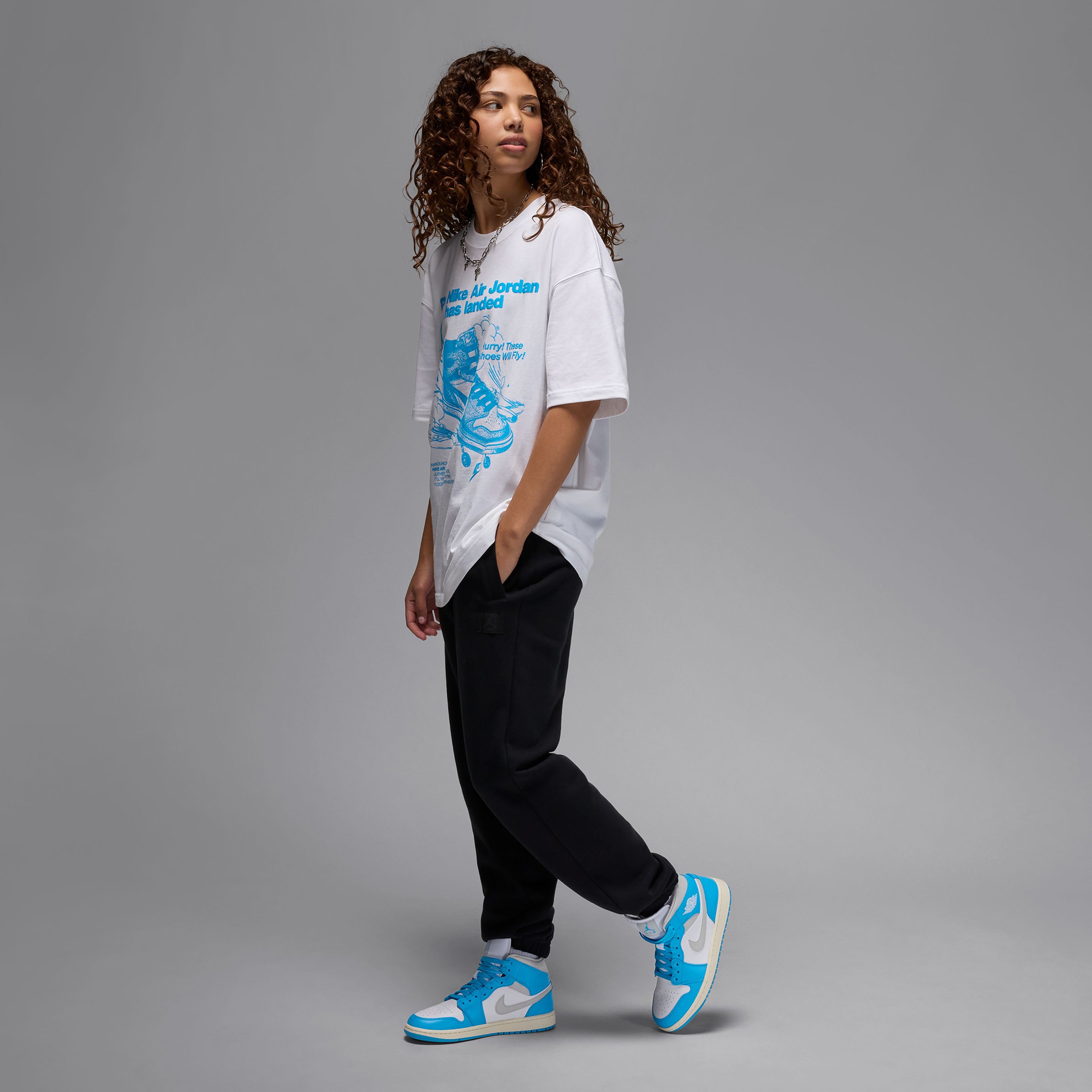 Nike Air Jordan 1 Mid Kadın Mavi Bilekli Sneaker