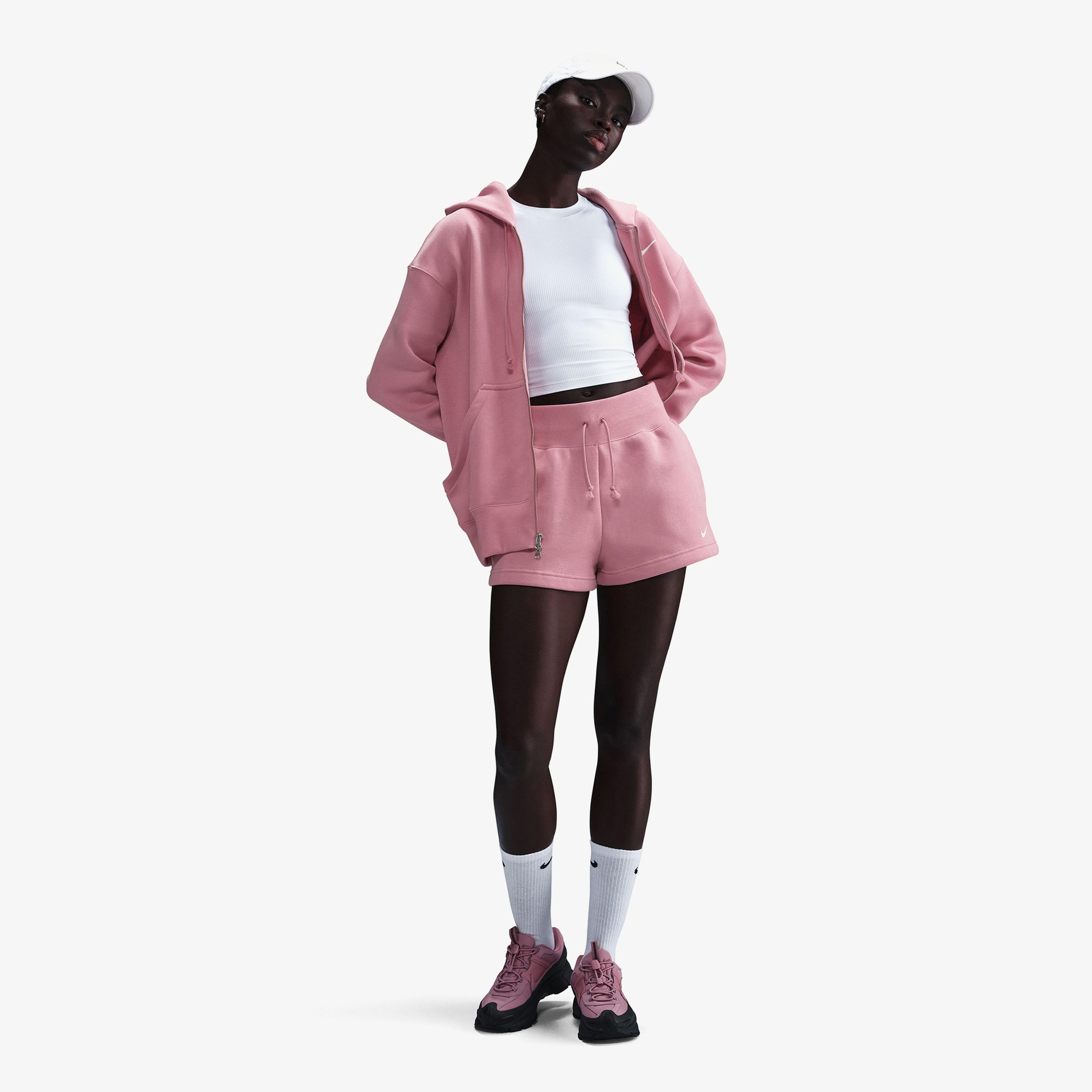 Nike Sportswear Phoenix Fleece Yüksek Belli Bol Kadın Pembe Şort
