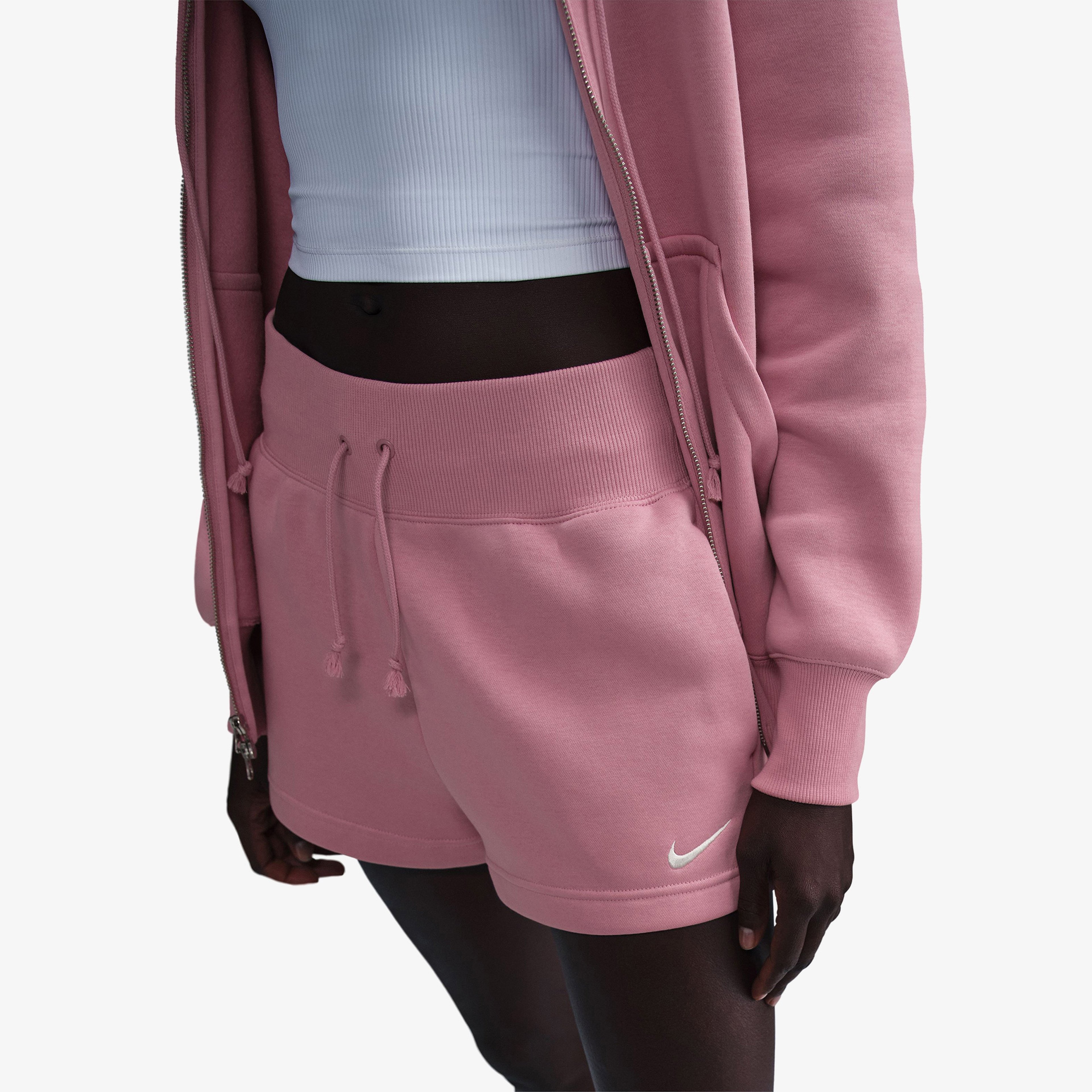 Nike Sportswear Phoenix Fleece Yüksek Belli Bol Kadın Pembe Şort