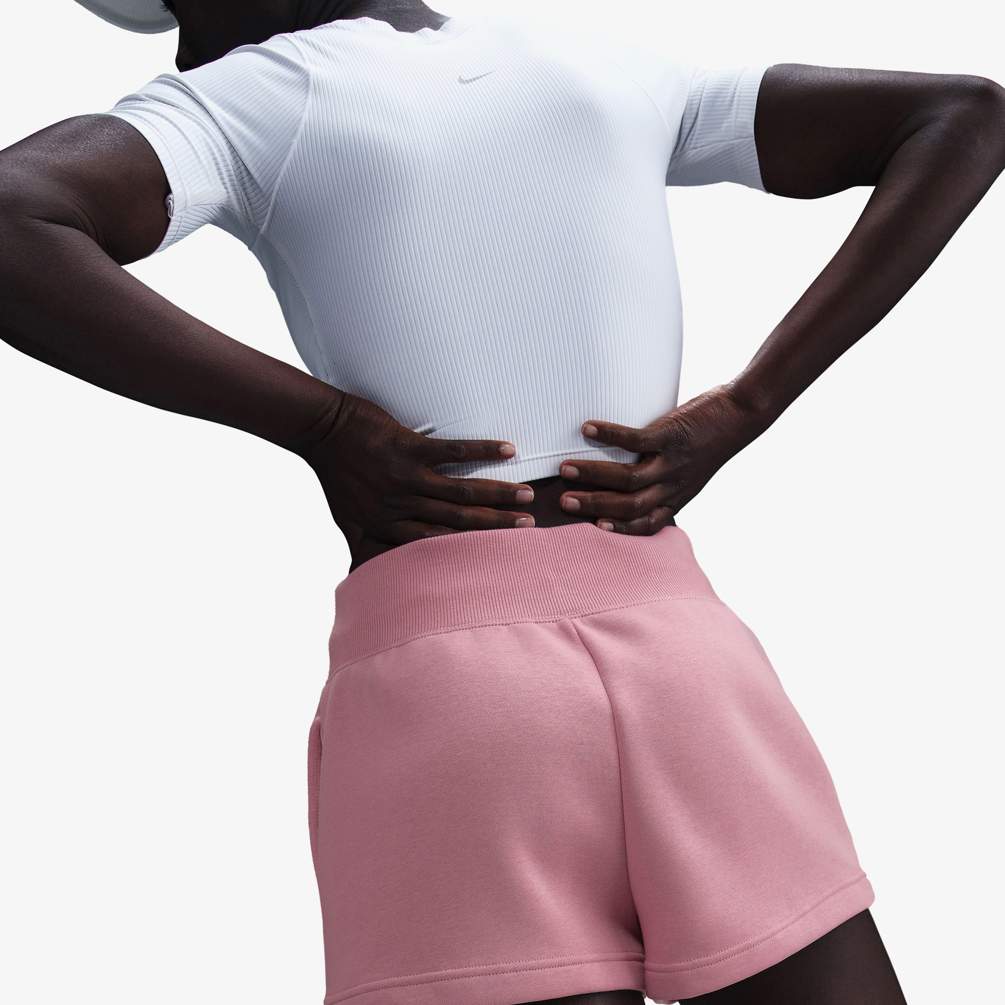 Nike Sportswear Phoenix Fleece Yüksek Belli Bol Kadın Pembe Şort