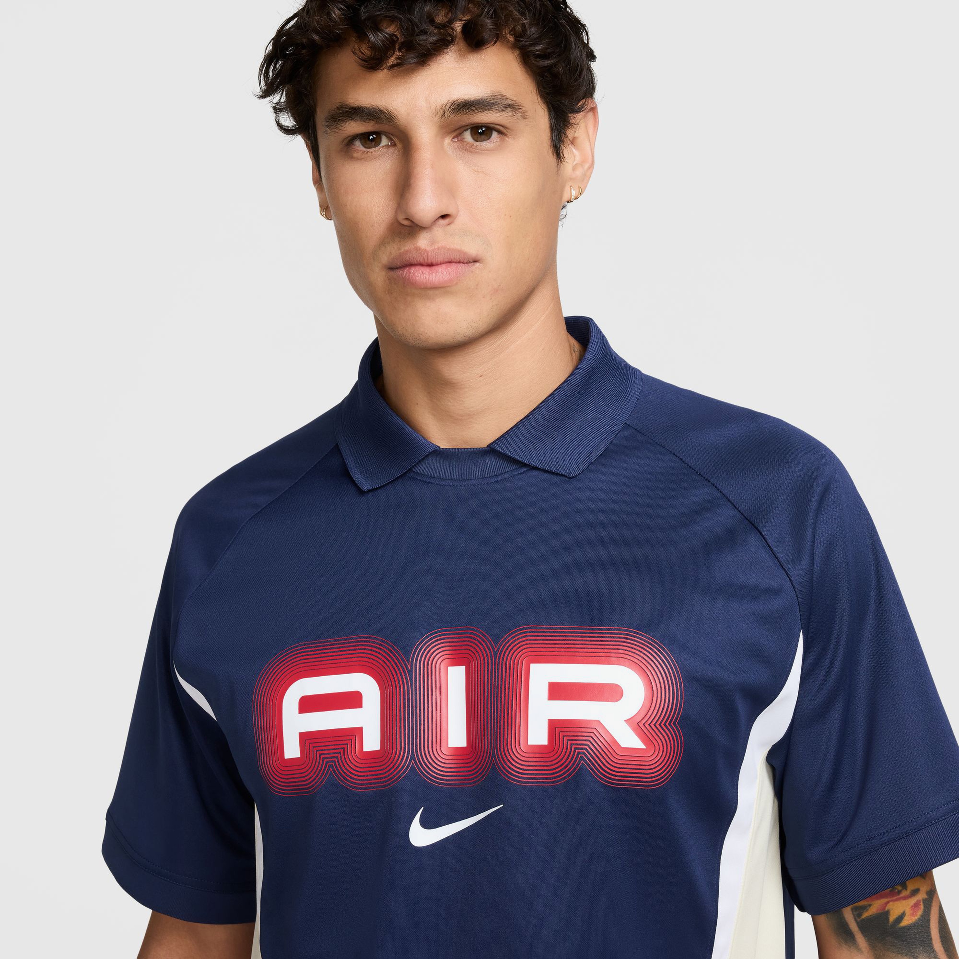 Nike Air FB Erkek Mavi Polo Yaka Üst