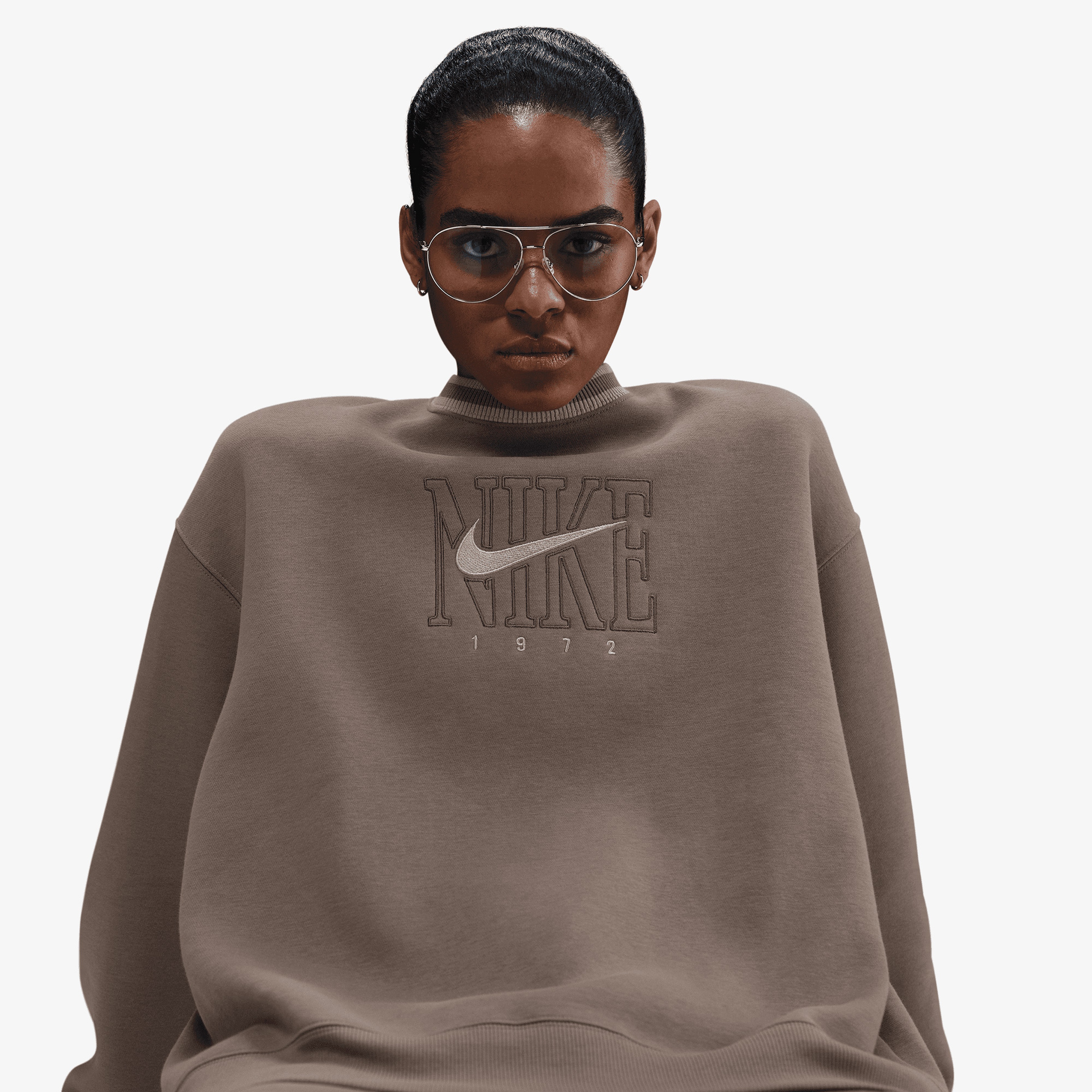 Nike Sportswear Club Fleece Bol Kesimli Kadın Kahverengi Eşofman Üstü