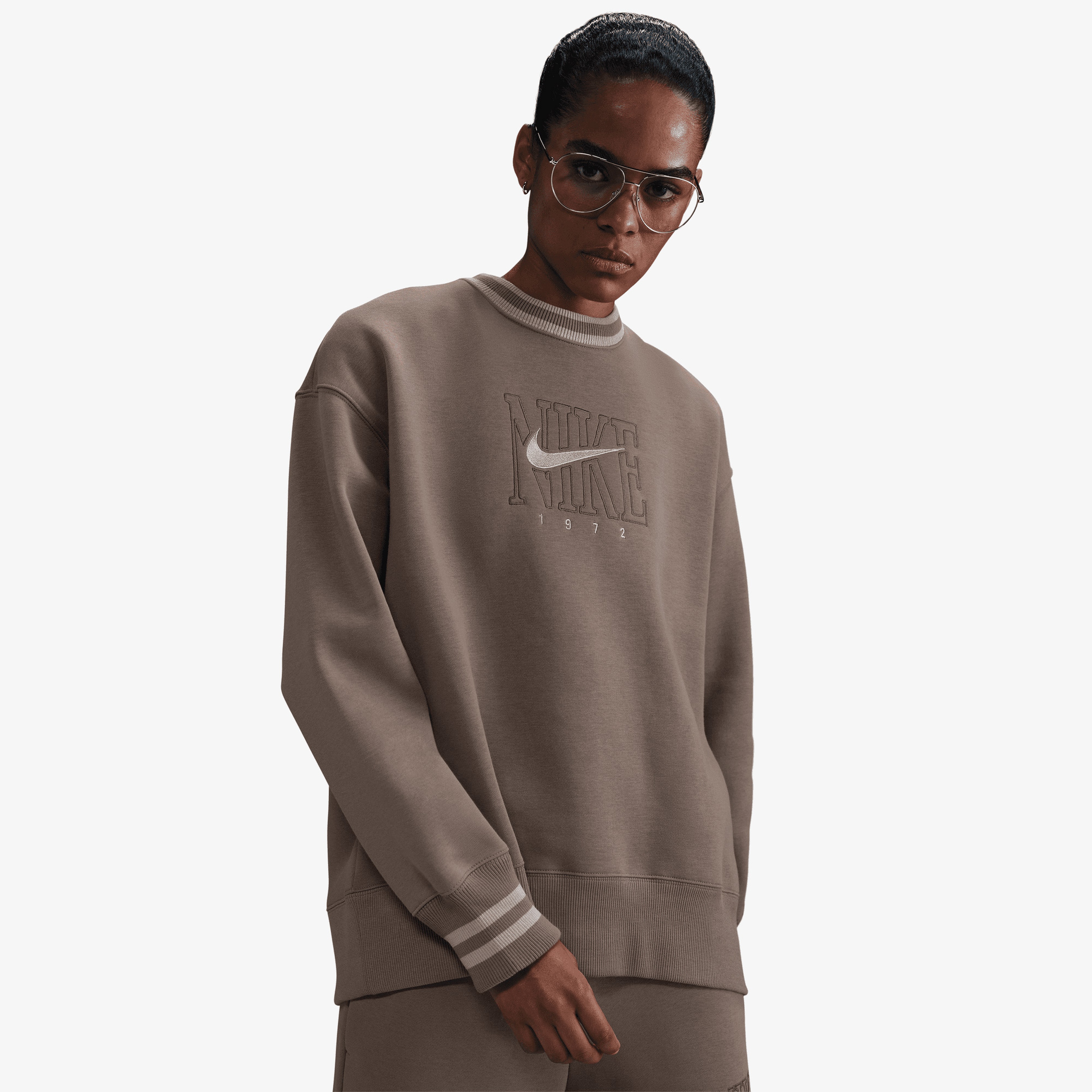 Nike Sportswear Club Fleece Bol Kesimli Kadın Kahverengi Eşofman Üstü