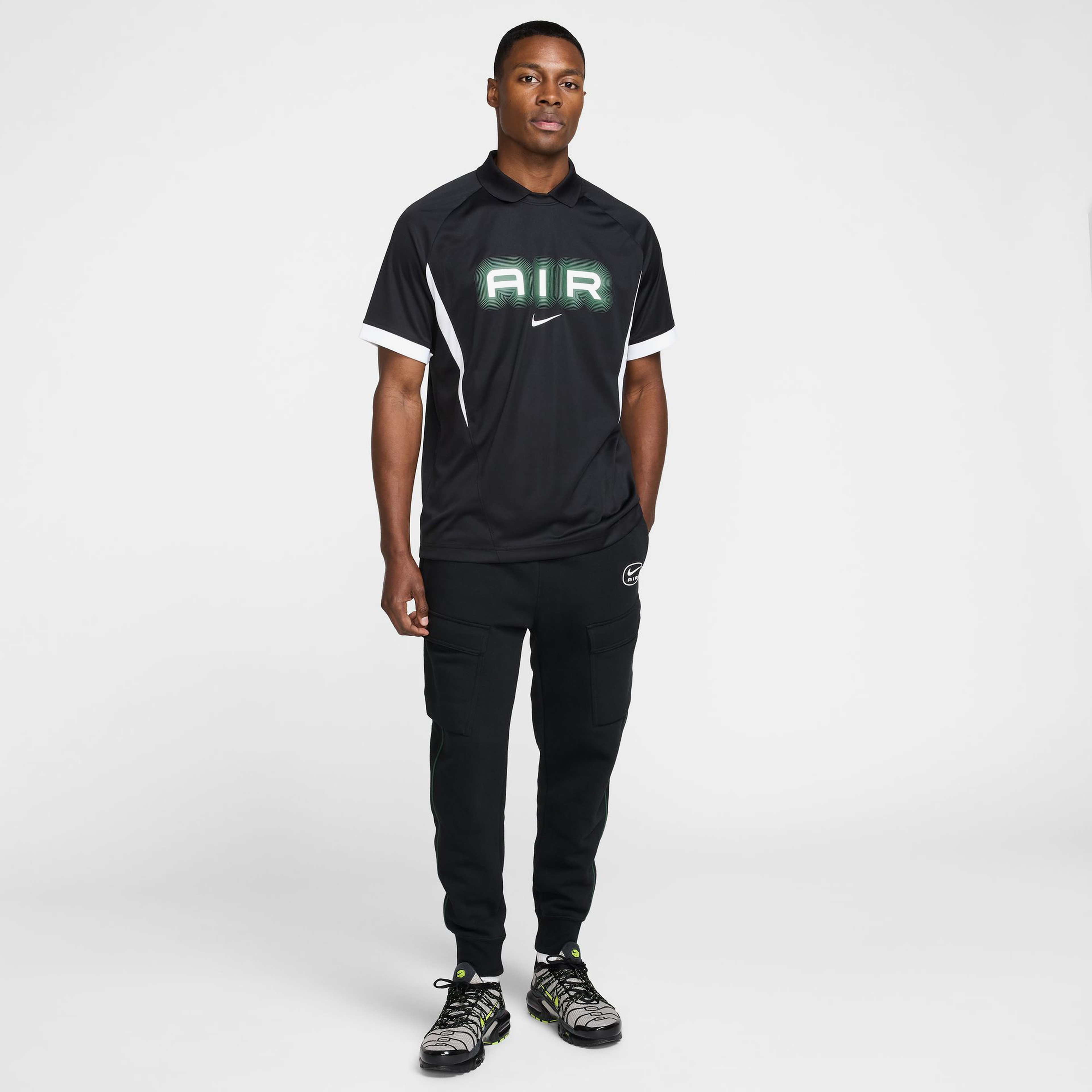 Nike Air FB Erkek Siyah Polo Yaka Üst