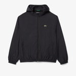 Erkek Kapüşonlu Siyah Yağmurluk