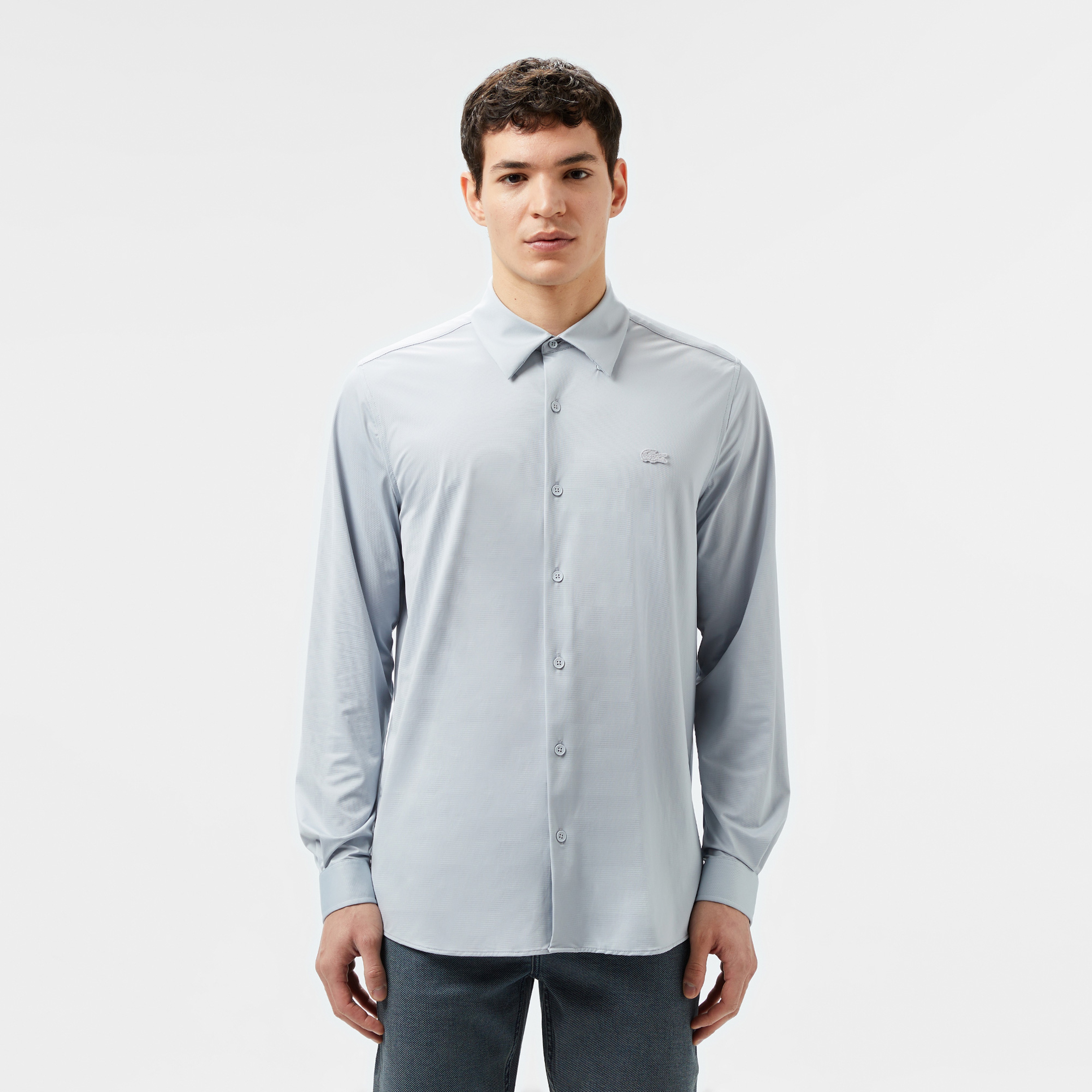 Erkek Slim Fit Gri Gömlek