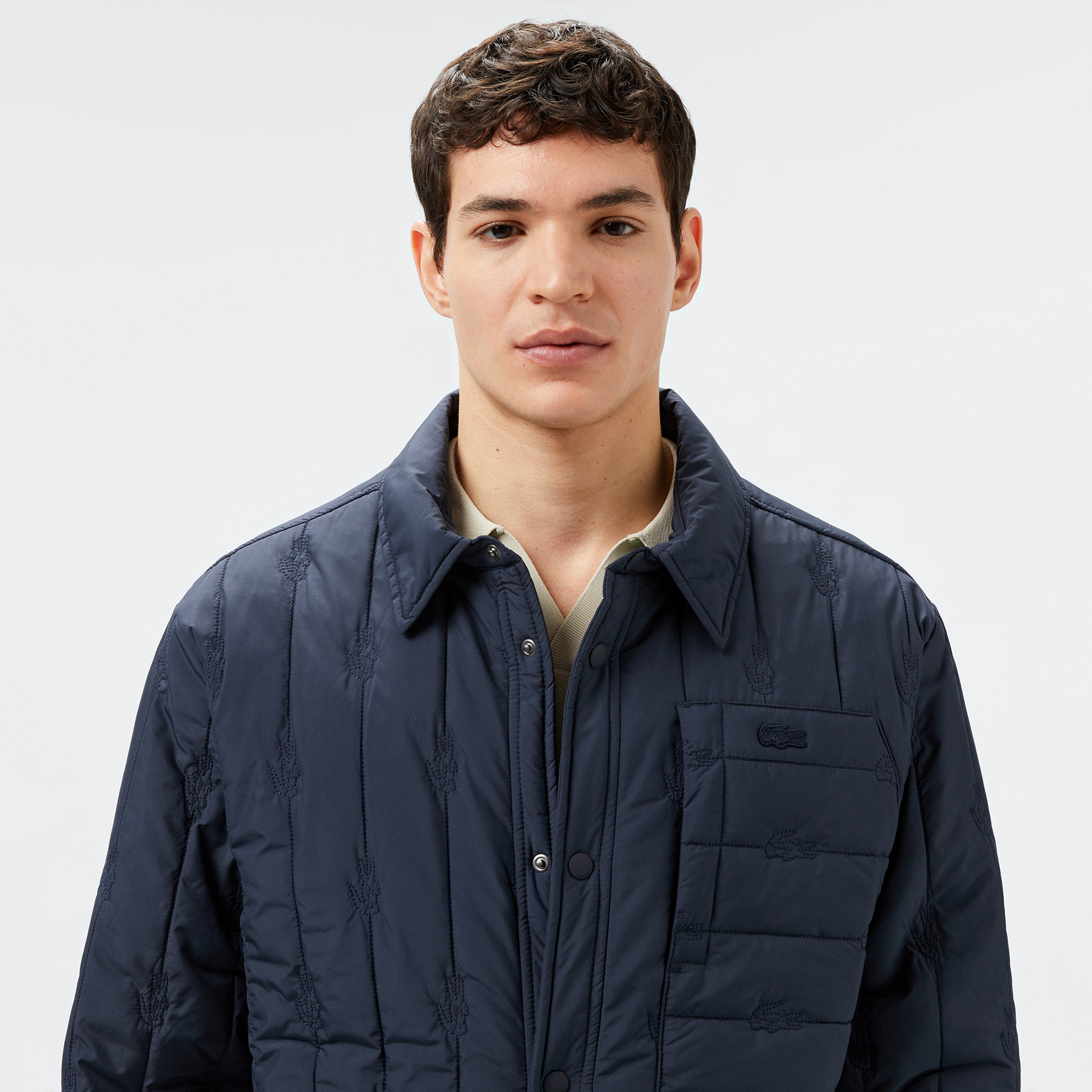 Erkek Relaxed Fit Gömlek Yaka Desenli Lacivert Ceket