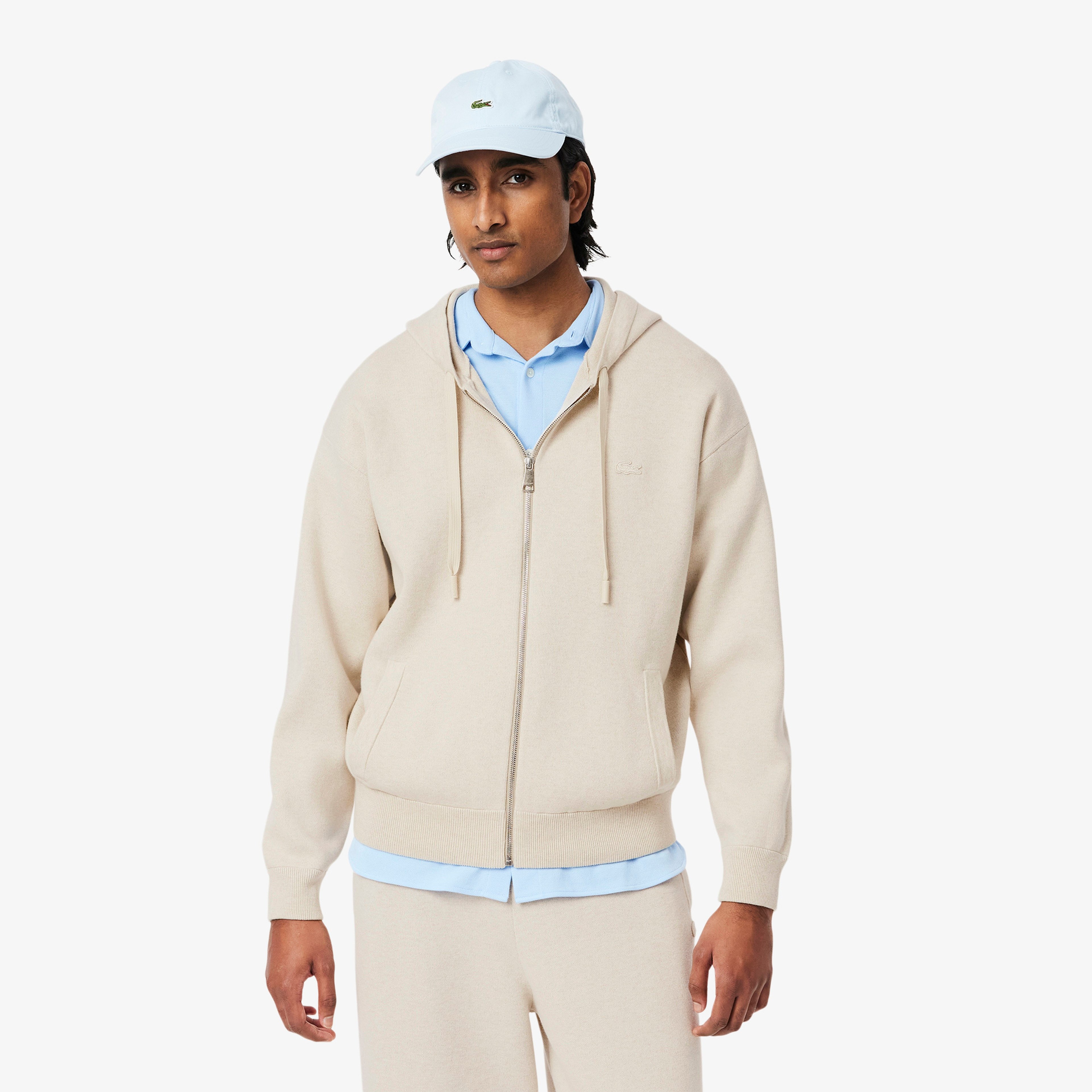 Erkek Relaxed Fit Kapüşonlu Gri Triko