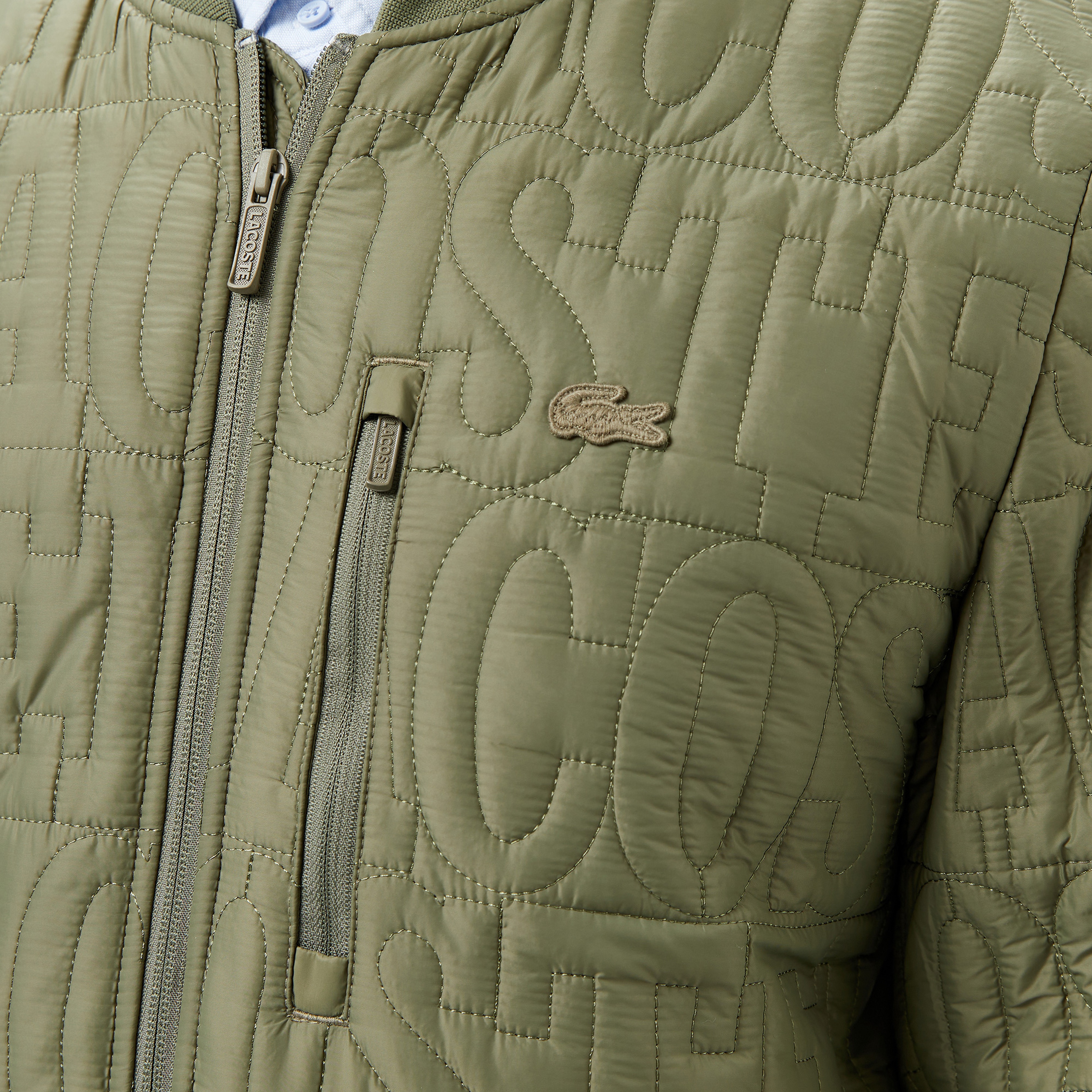 Erkek Regular Fit Dik Yaka Kapitone Yeşil Mont