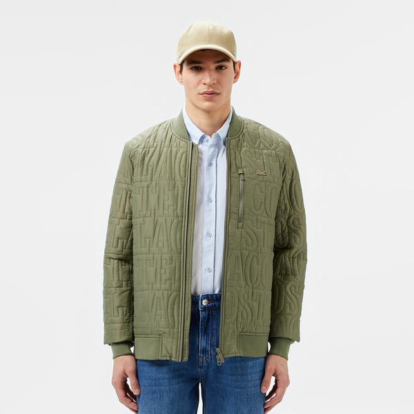 Erkek Regular Fit Dik Yaka Kapitone Yeşil Mont