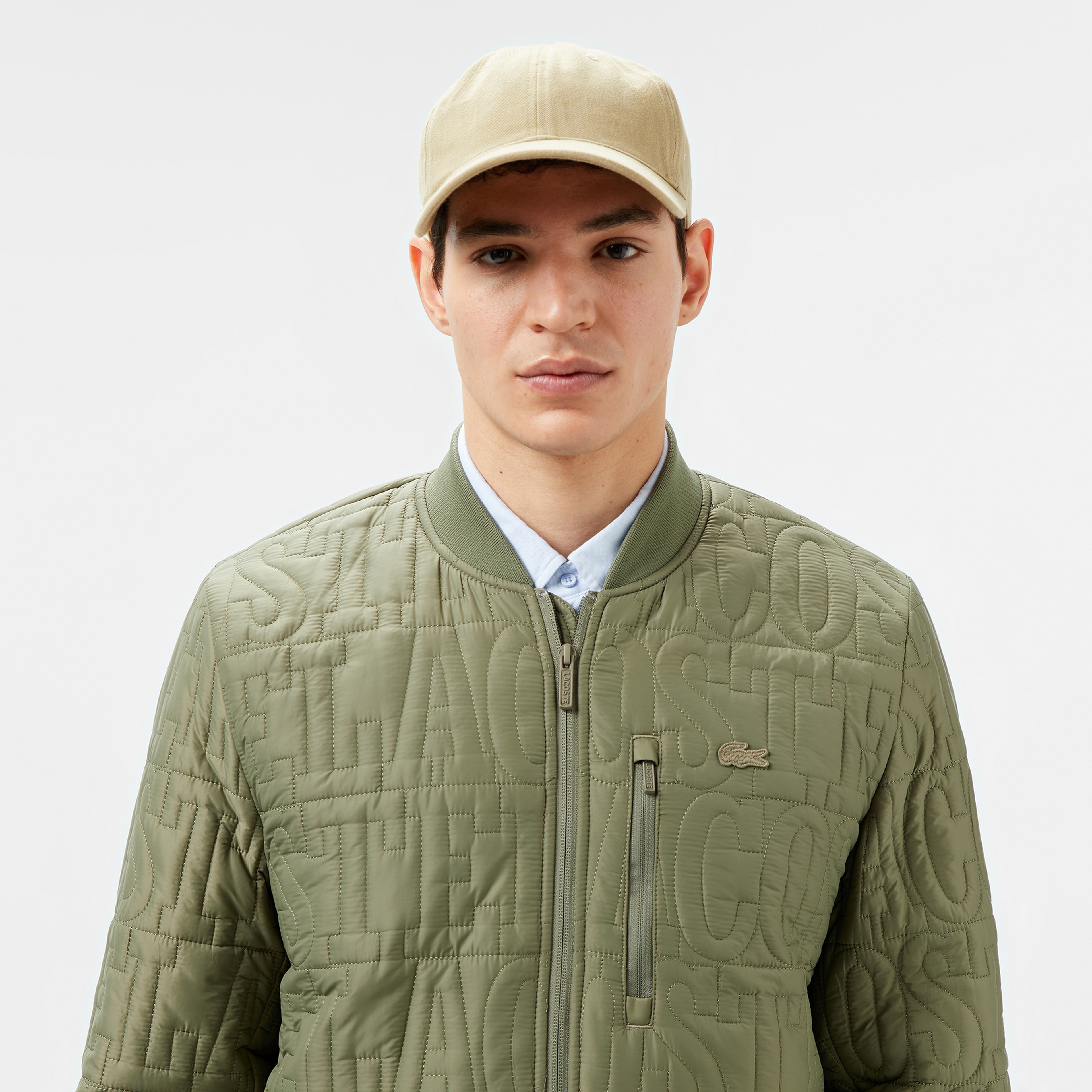 Erkek Regular Fit Dik Yaka Kapitone Yeşil Mont