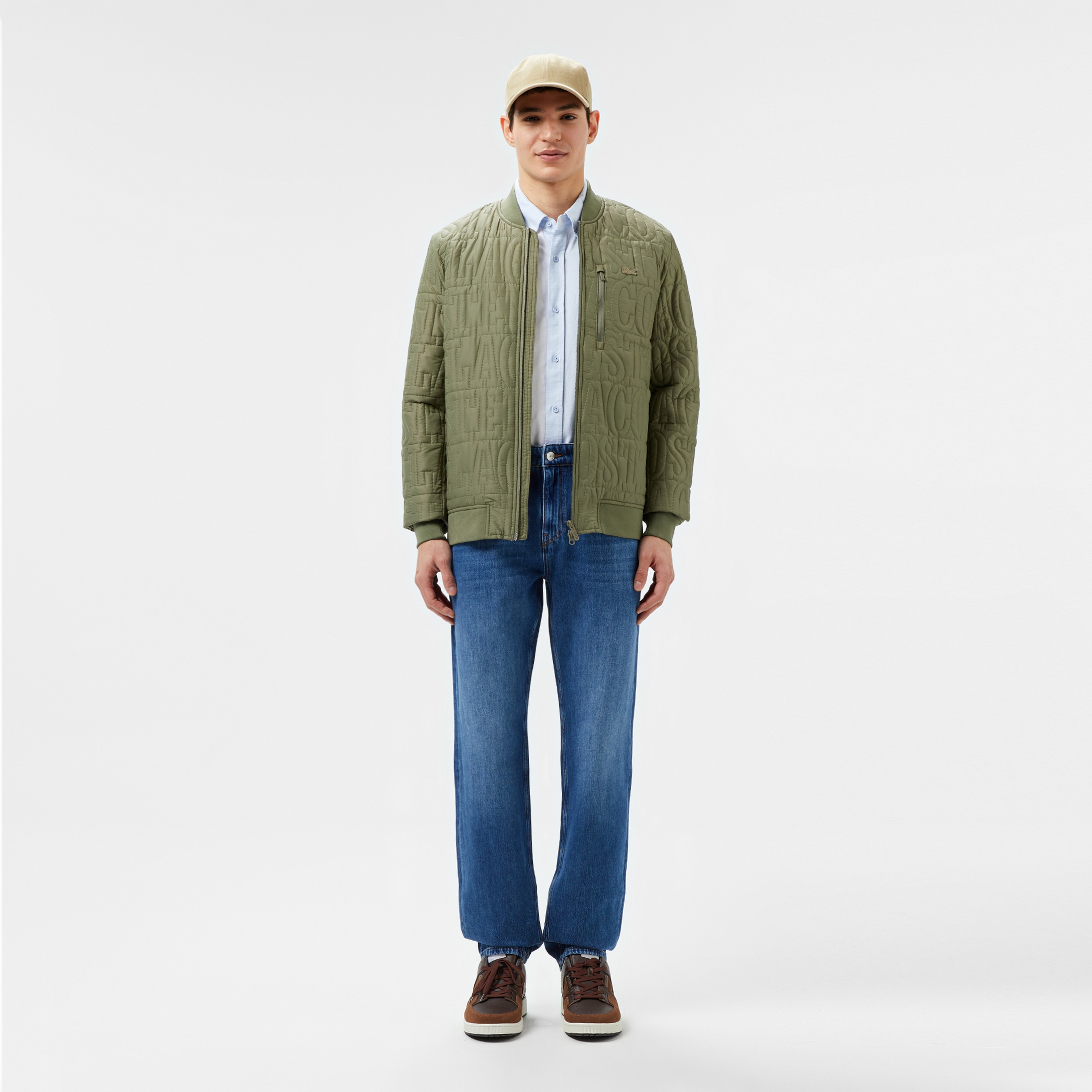 Erkek Regular Fit Dik Yaka Kapitone Yeşil Mont