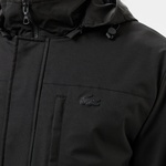 Erkek Regular Fit Kapüşonlu Baskılı Siyah Yağmurluk