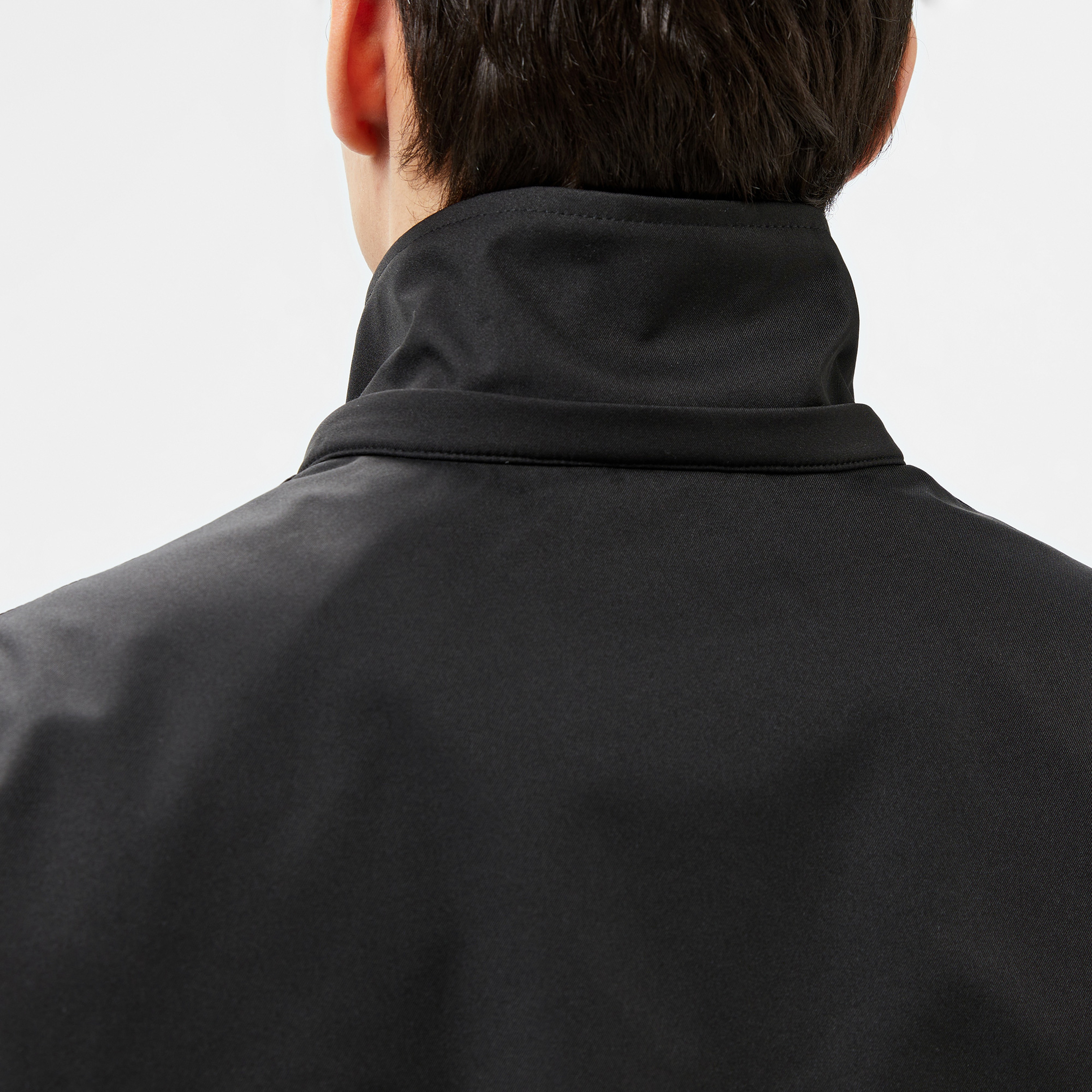 Erkek Regular Fit Kapüşonlu Baskılı Siyah Yağmurluk