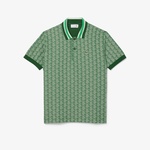Erkek Classic Fit Monogram Yeşil Polo