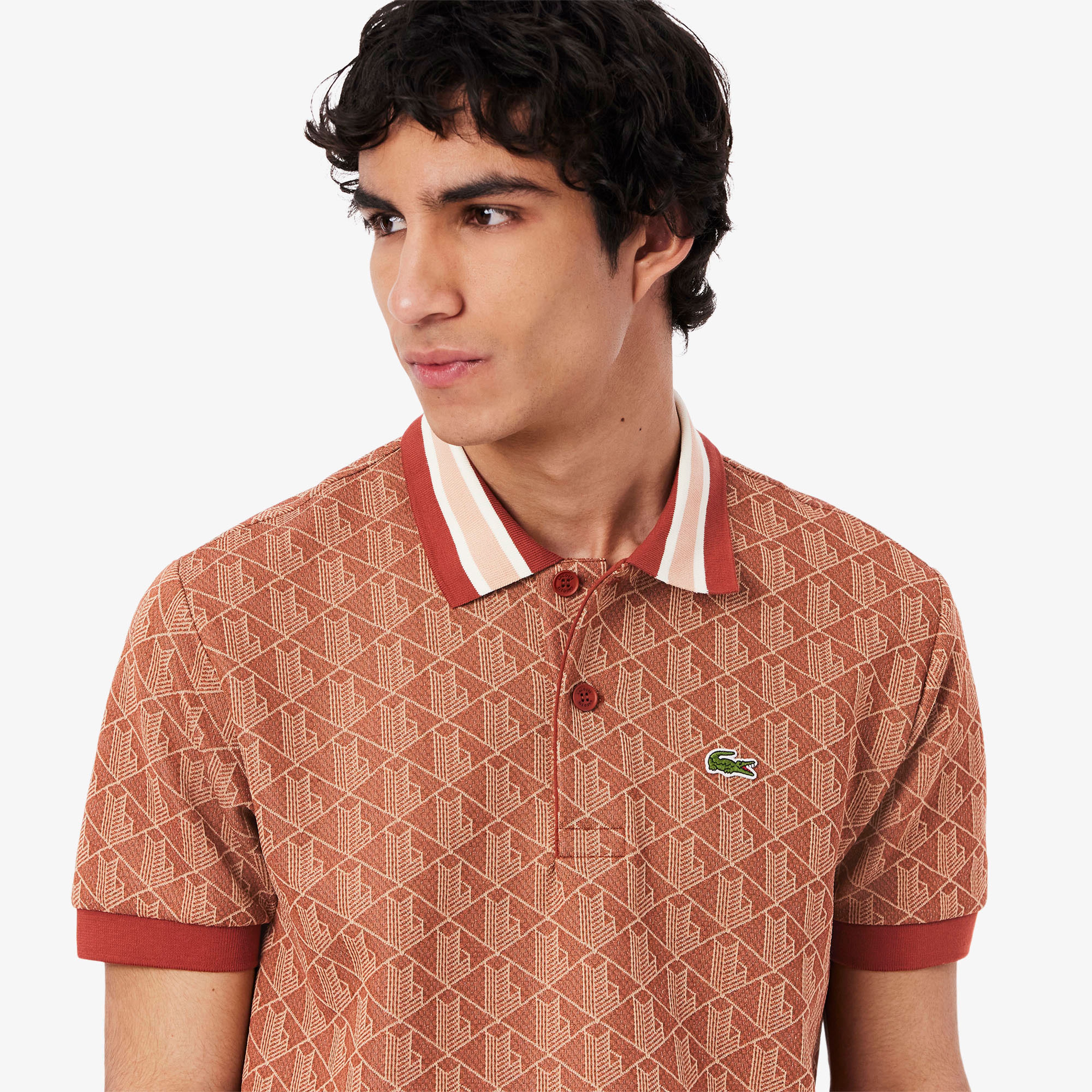 Erkek Classic Fit Monogram Kırmızı Polo