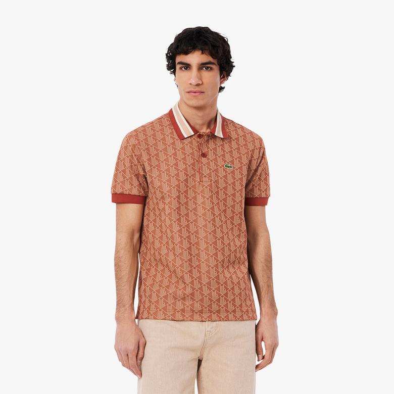 Erkek Classic Fit Monogram Kırmızı Polo