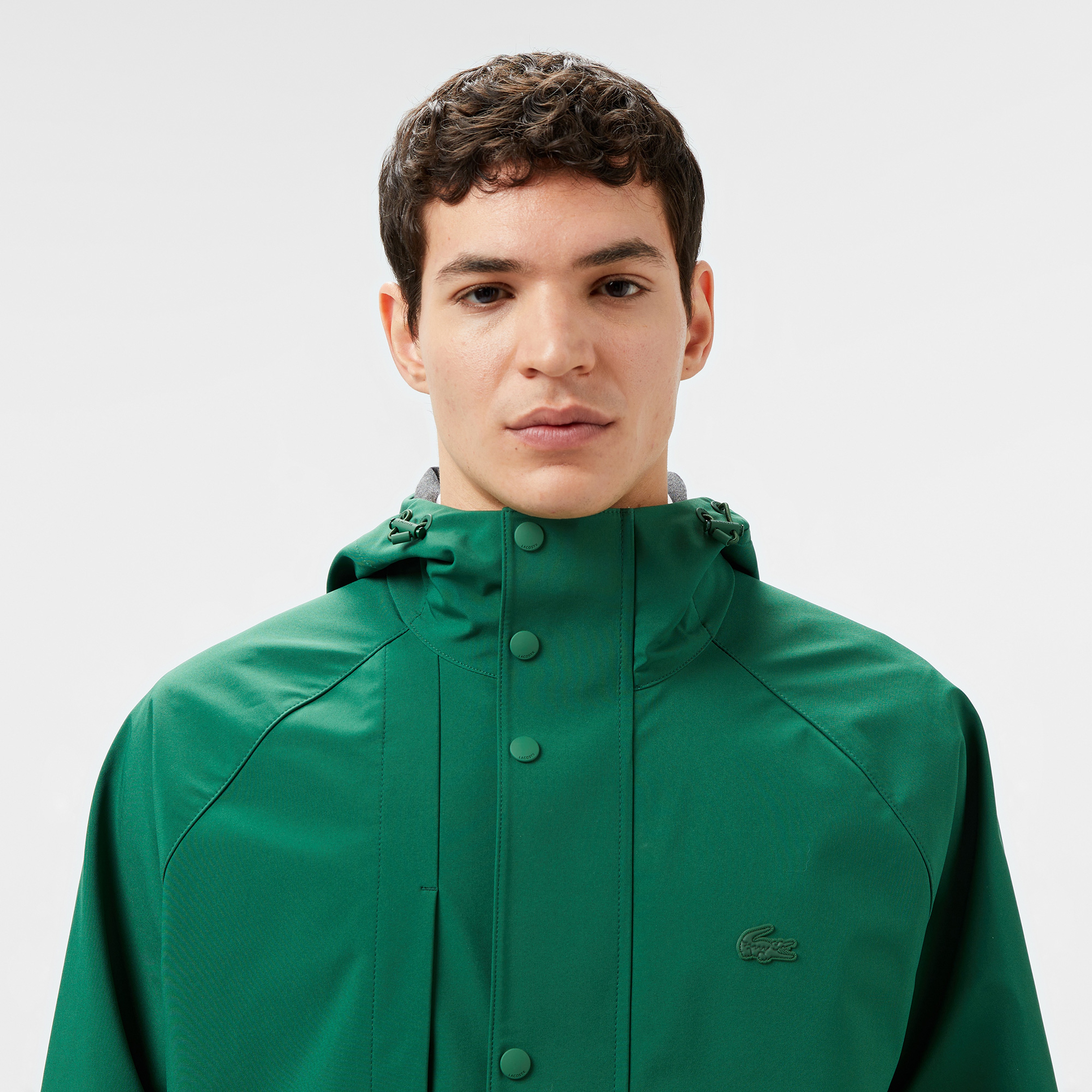 Erkek Regular Fit Kapüşonlu Yeşil Yağmurluk