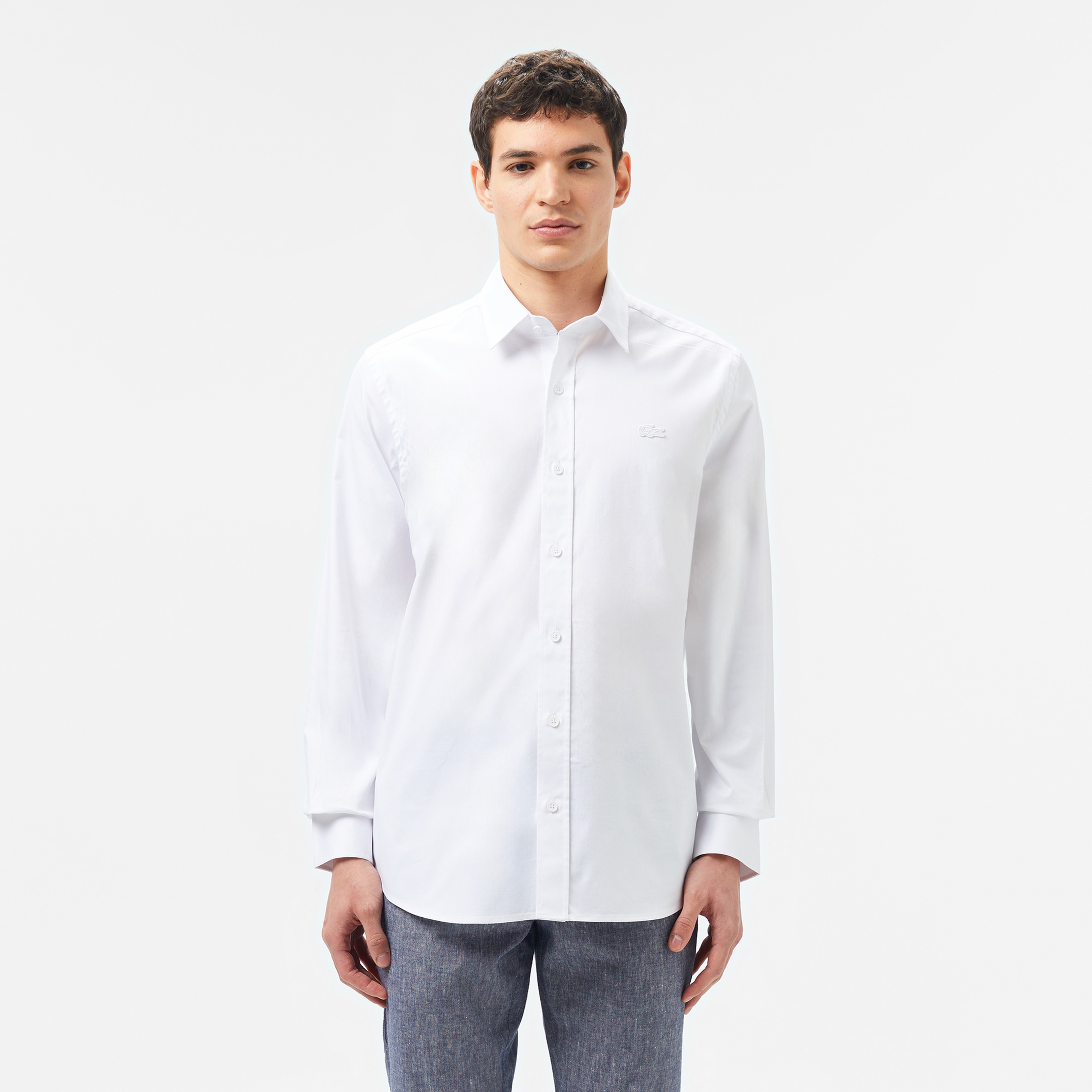 Erkek Slim Fit Beyaz Gömlek