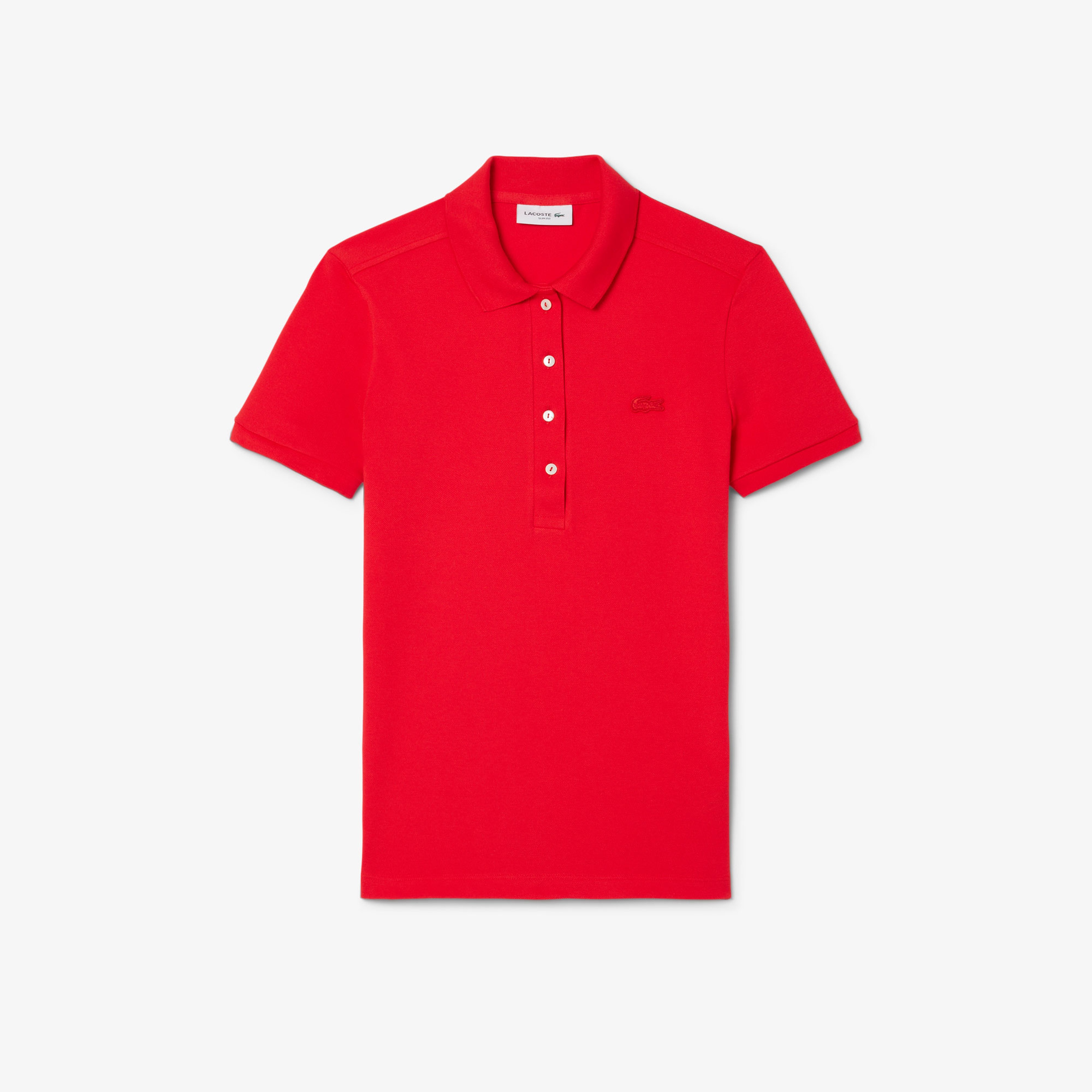 L.12.D Kadın Slim Fit Kırmızı Polo