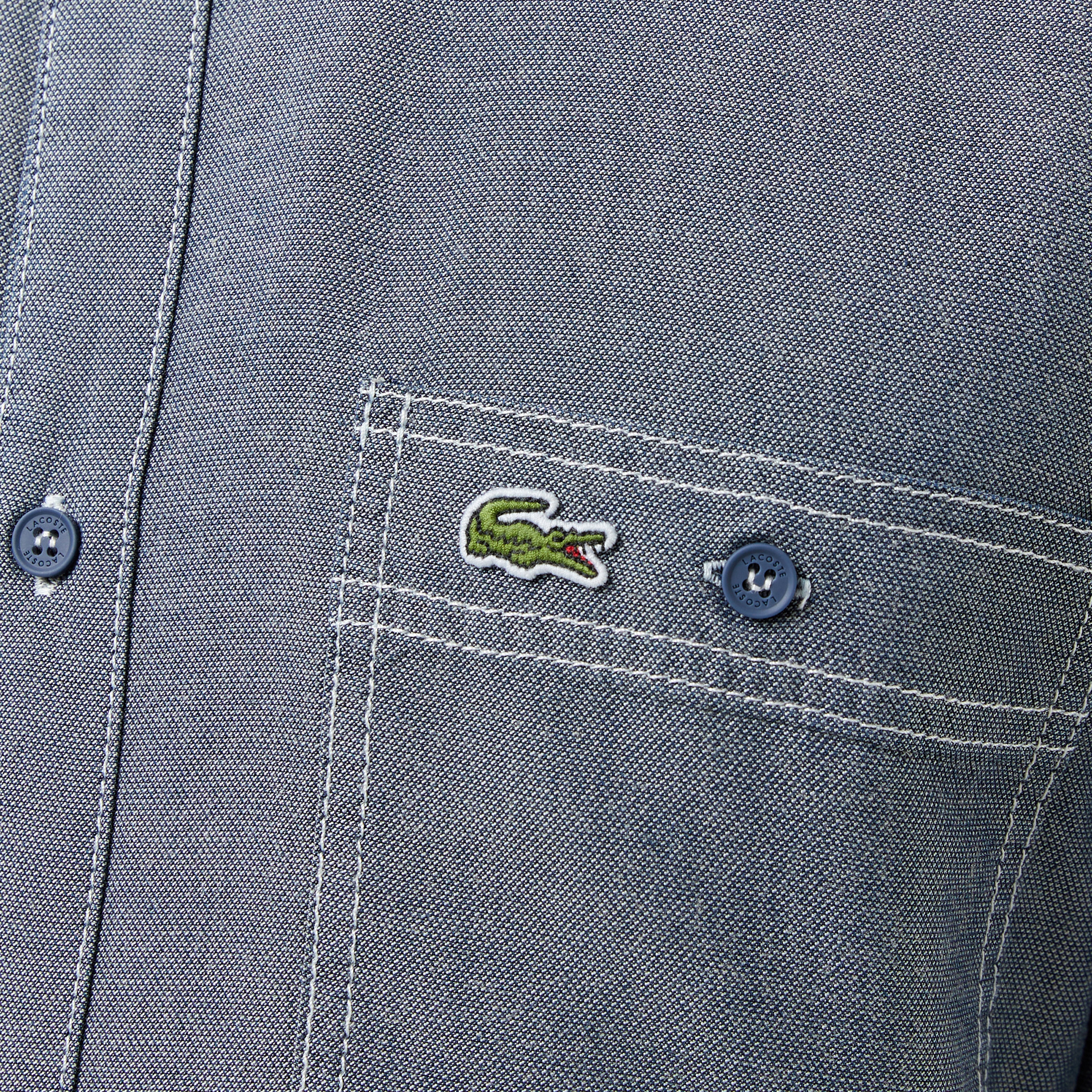 Erkek Regular Fit Liyosel Koyu Mavi Gömlek