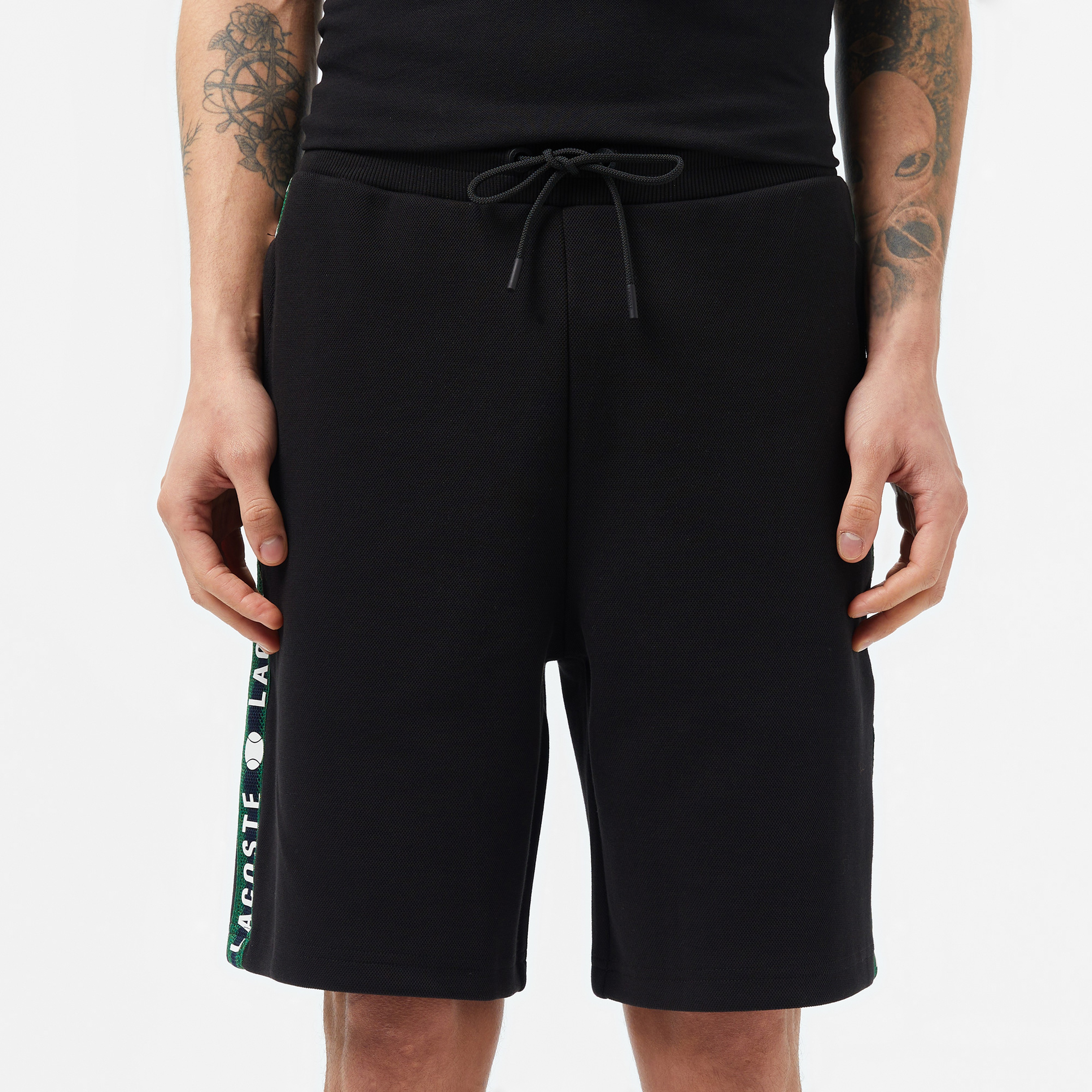 Erkek Regular Fit Baskılı Siyah Şort