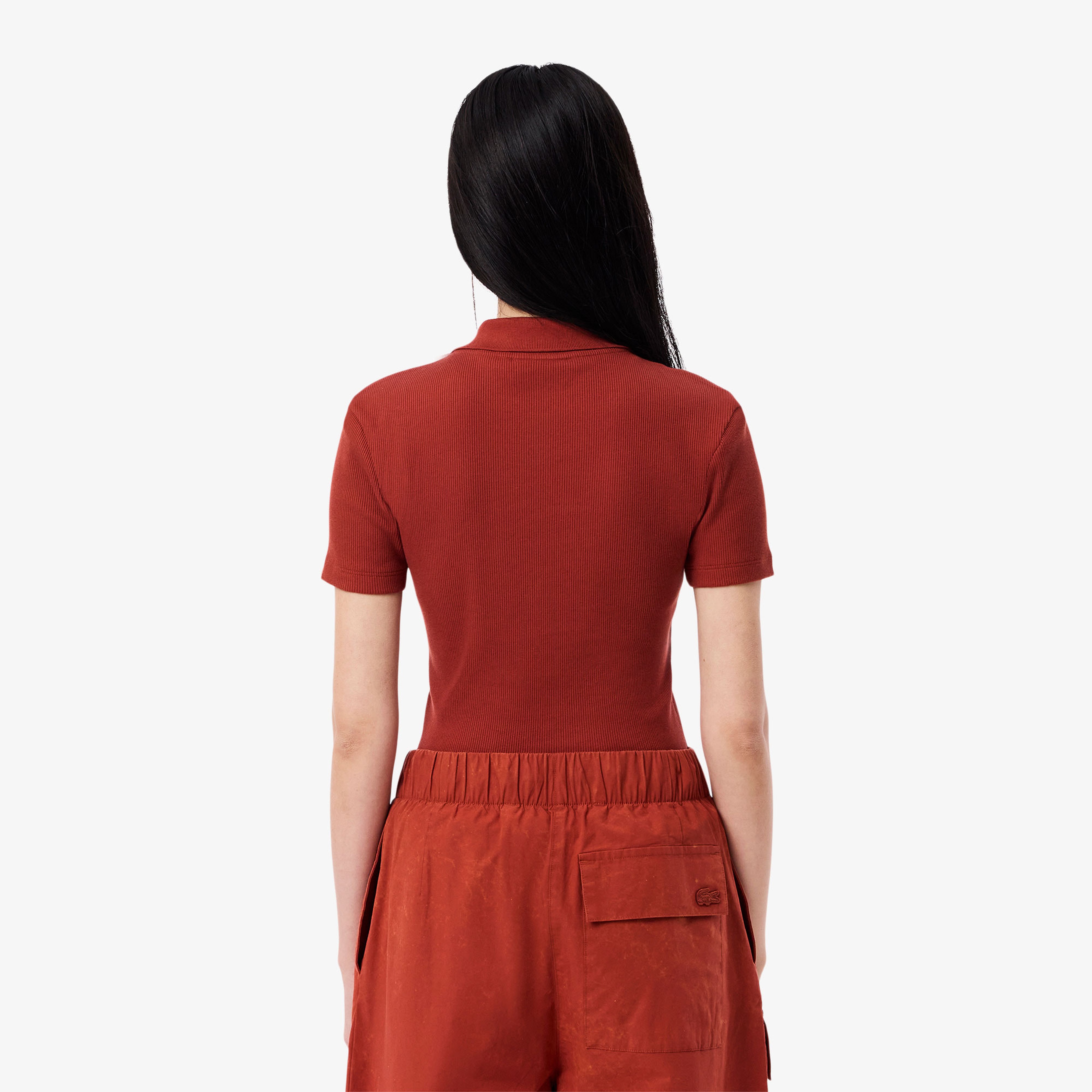 L.12.D Kadın Slim Fit Organik Pamuk Kırmızı Polo