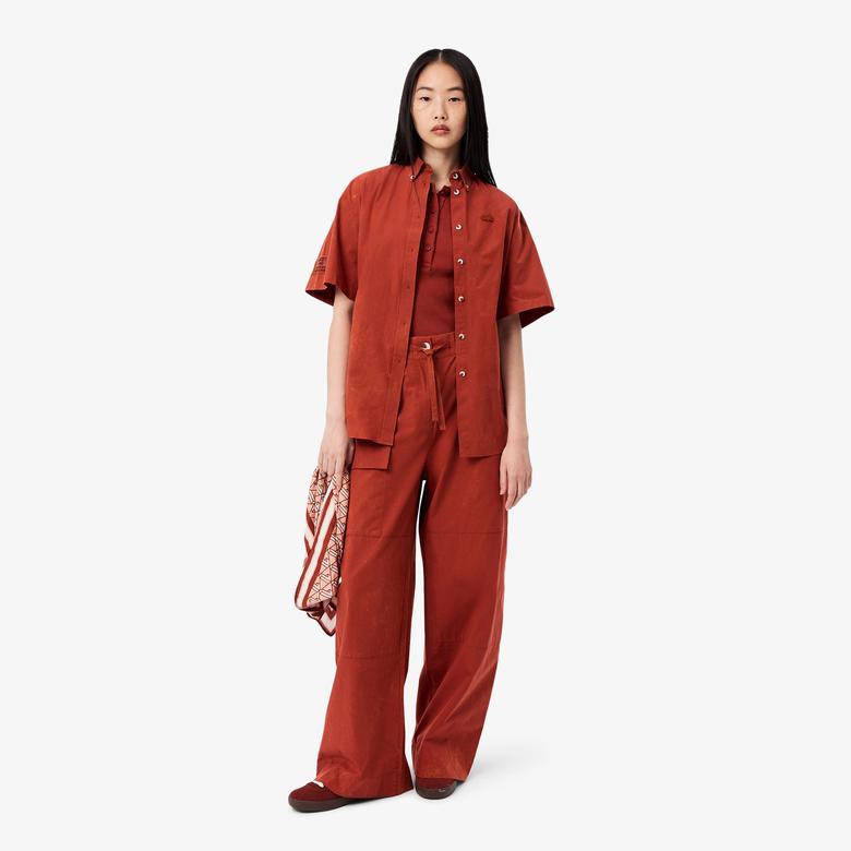 L.12.D Kadın Slim Fit Organik Pamuk Kırmızı Polo