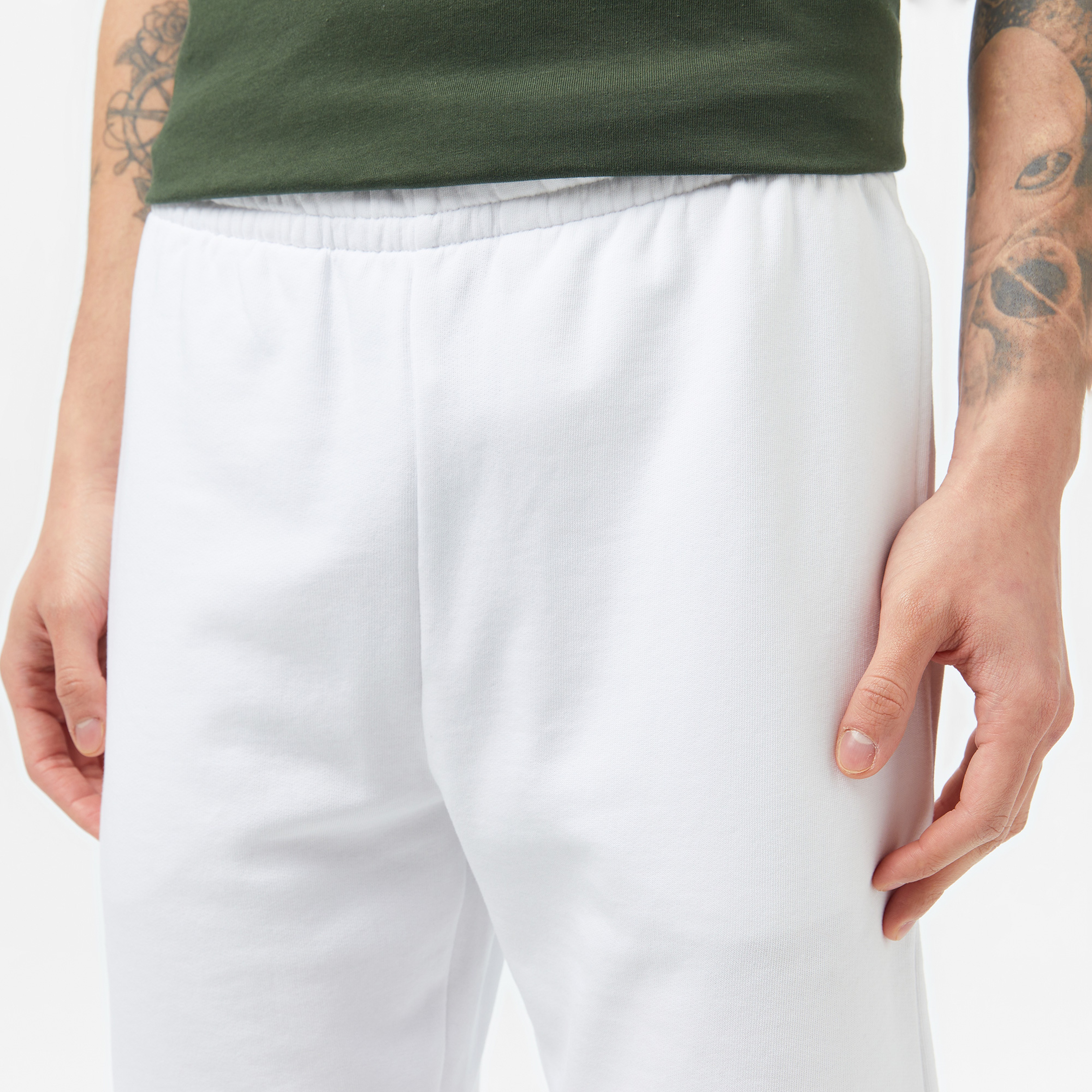 Erkek Regular Fit Beyaz Şort