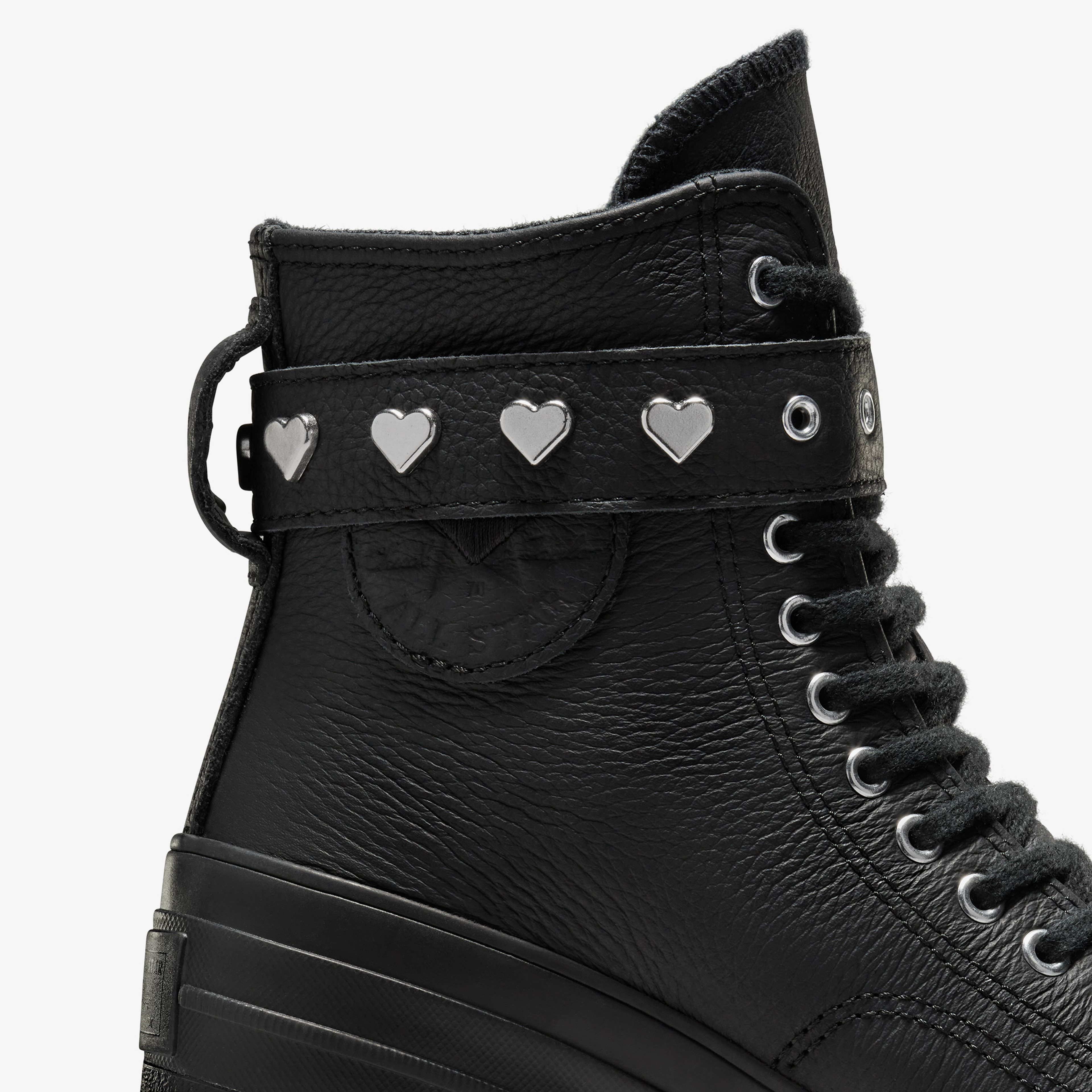 Converse Chuck 70 De Luxe Heel Unisex Siyah Deri Platform Dark Romance Sneaker