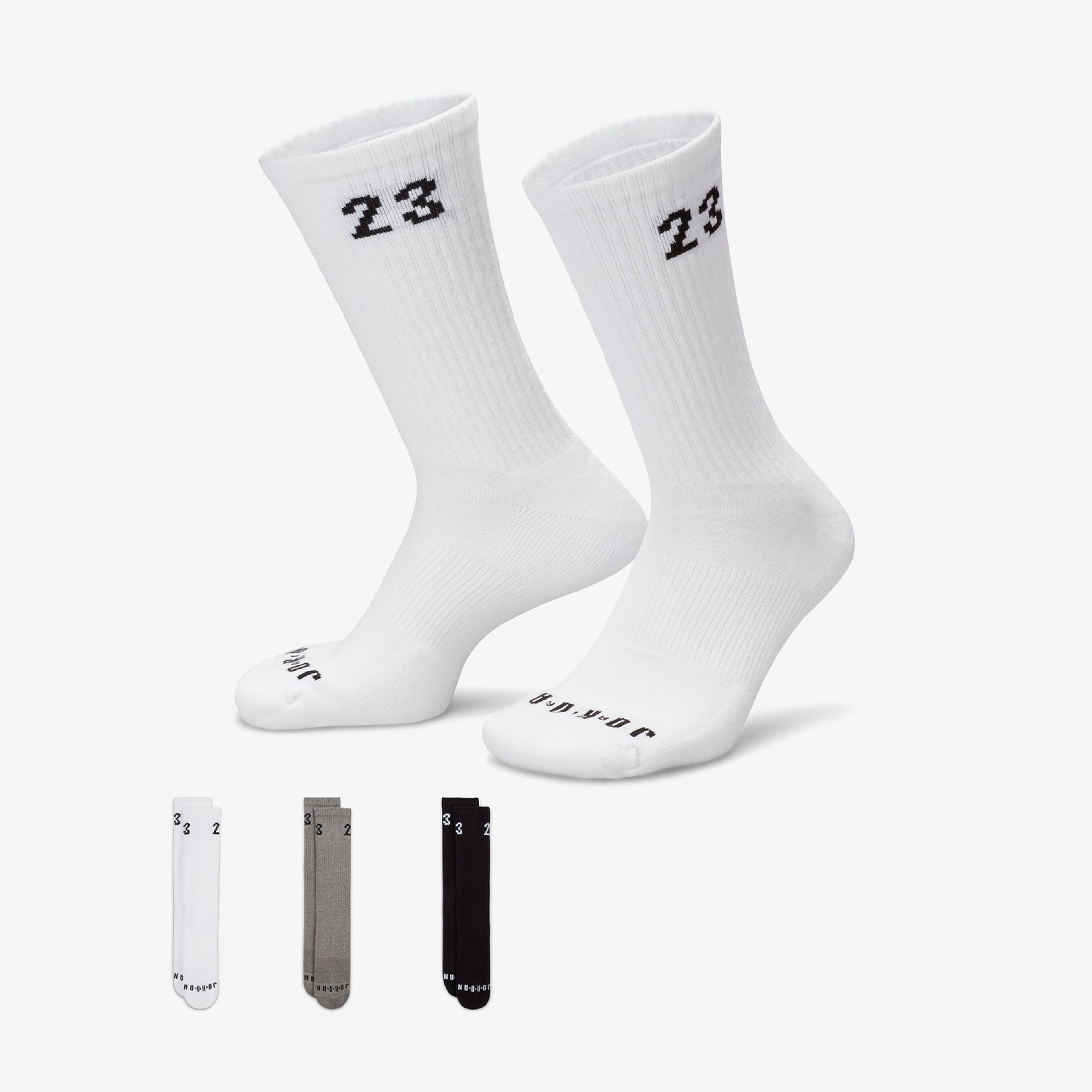 Nike Jordan Essential Crew Unisex Beyaz/Gri/Siyah 3lü Çorap