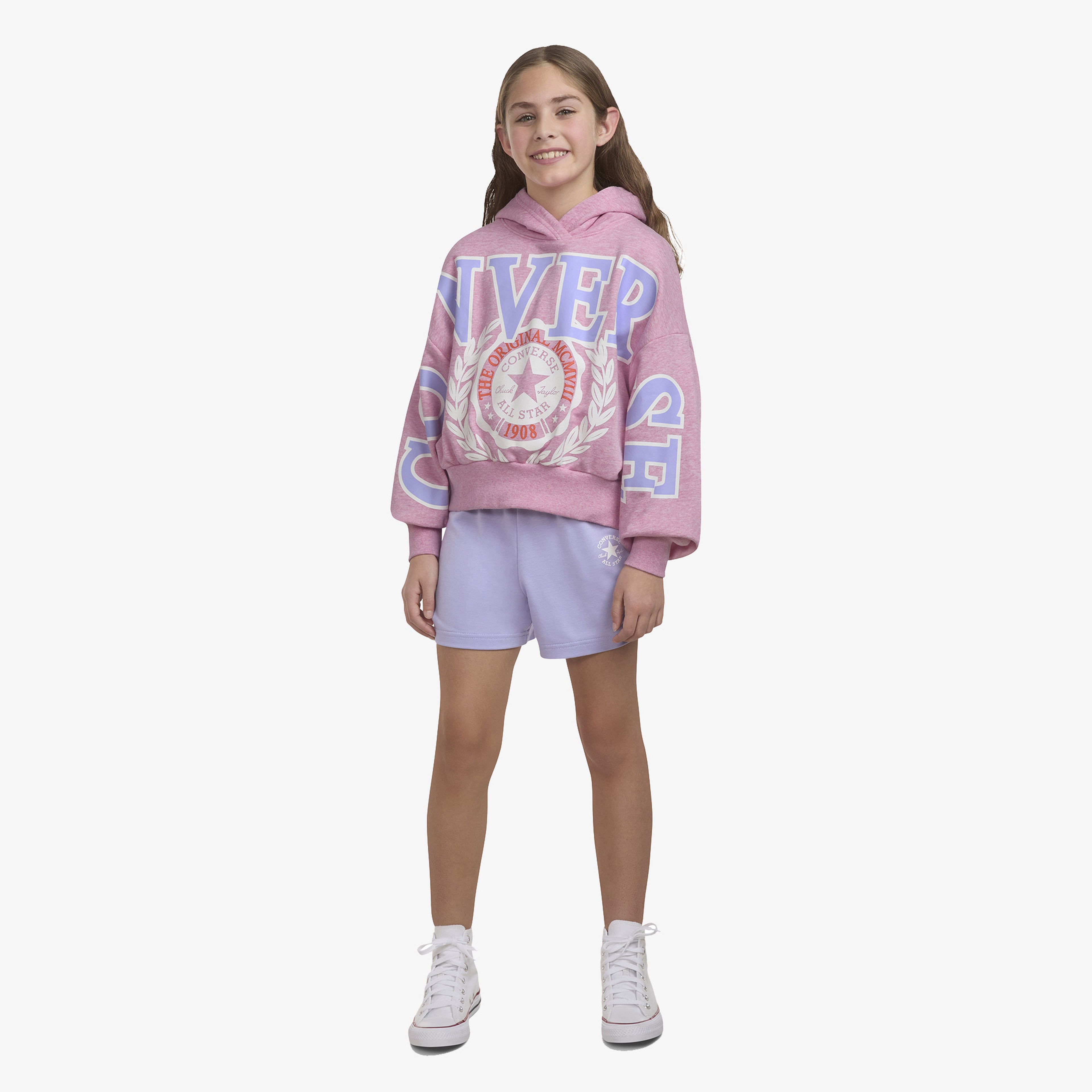 Converse Oversized Varsity Çocuk Pembe Sweatshirt