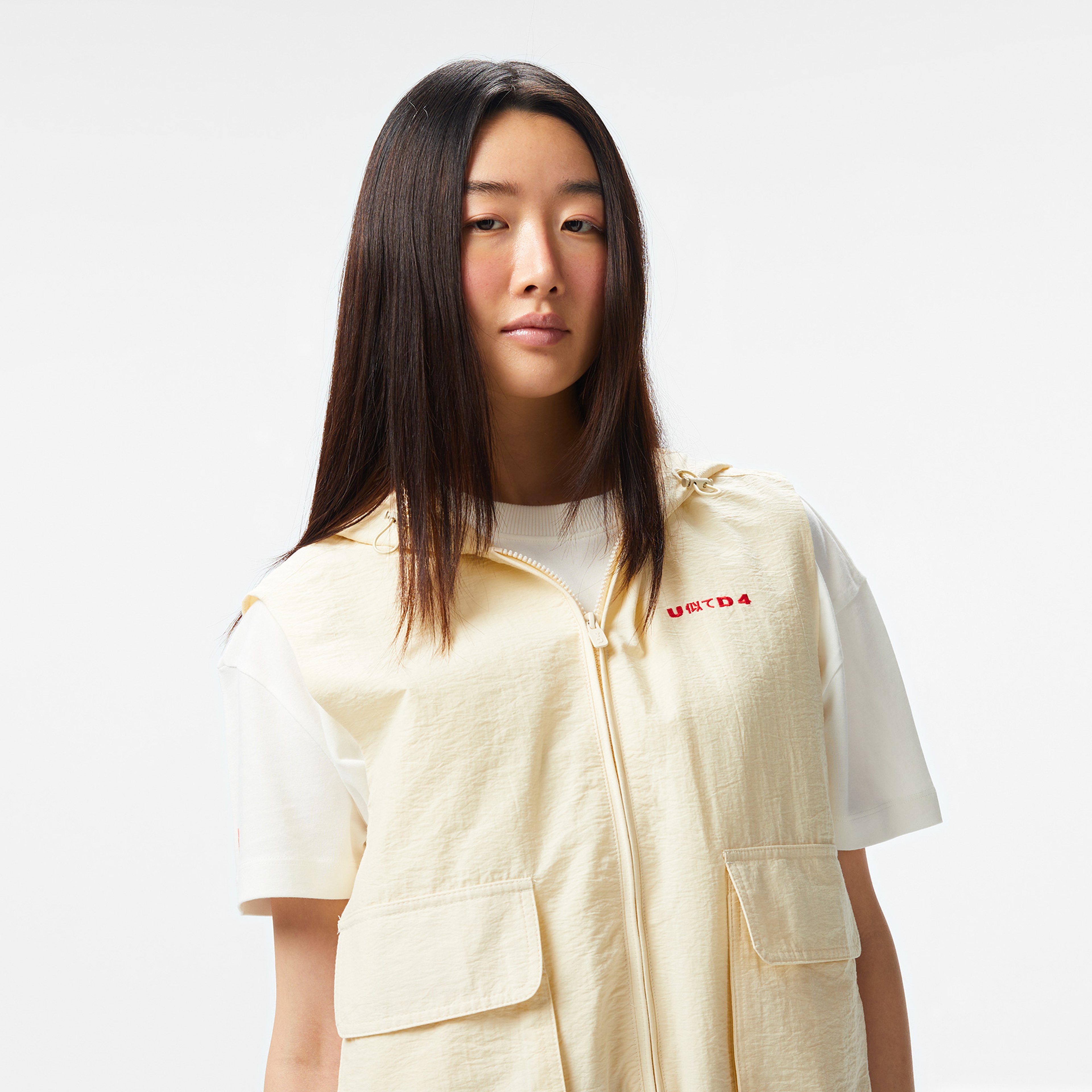 UNITED4 Kadın Krem Crop Yelek