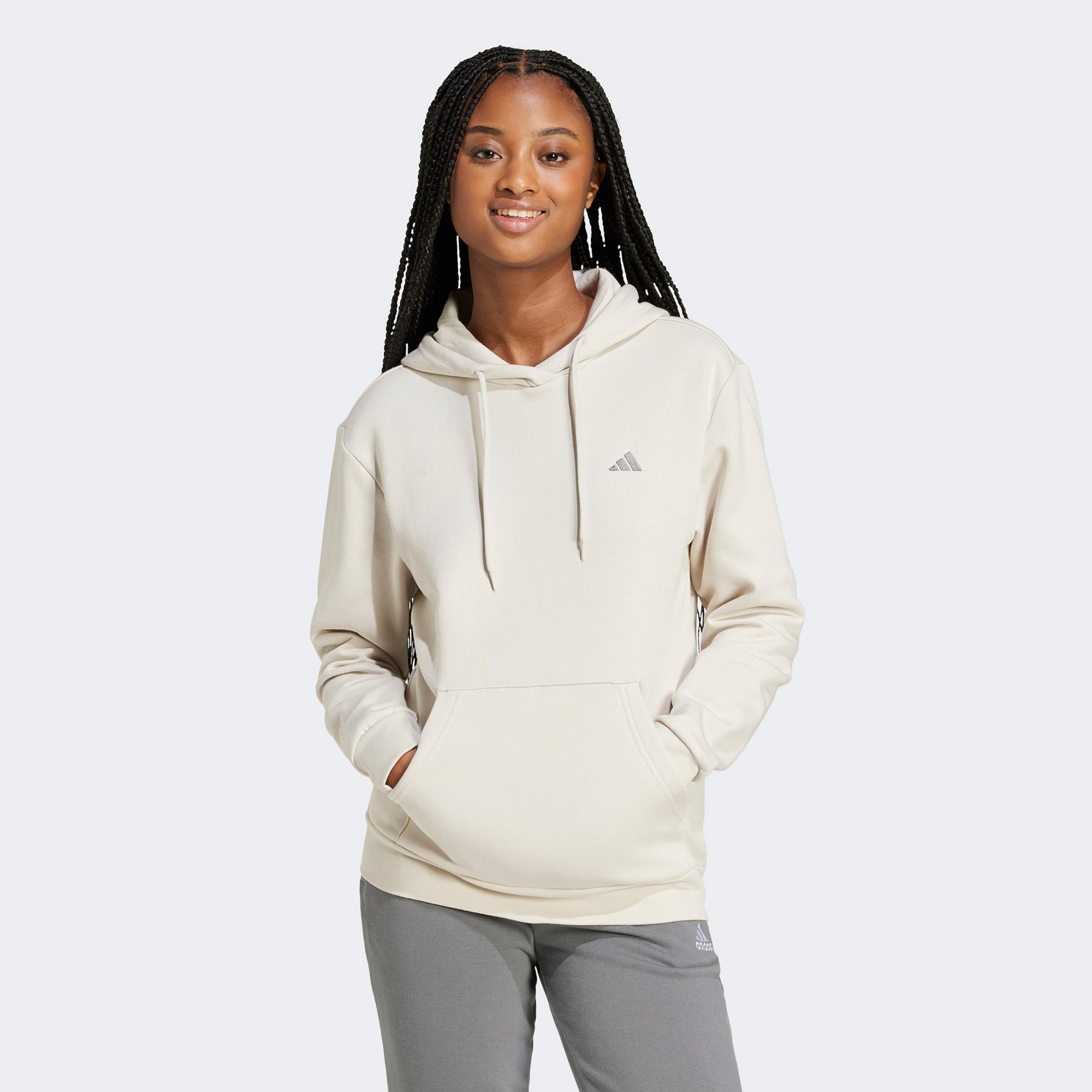 adidas Essentials Small Logo Kadın Bej Günlük Sweatshirt