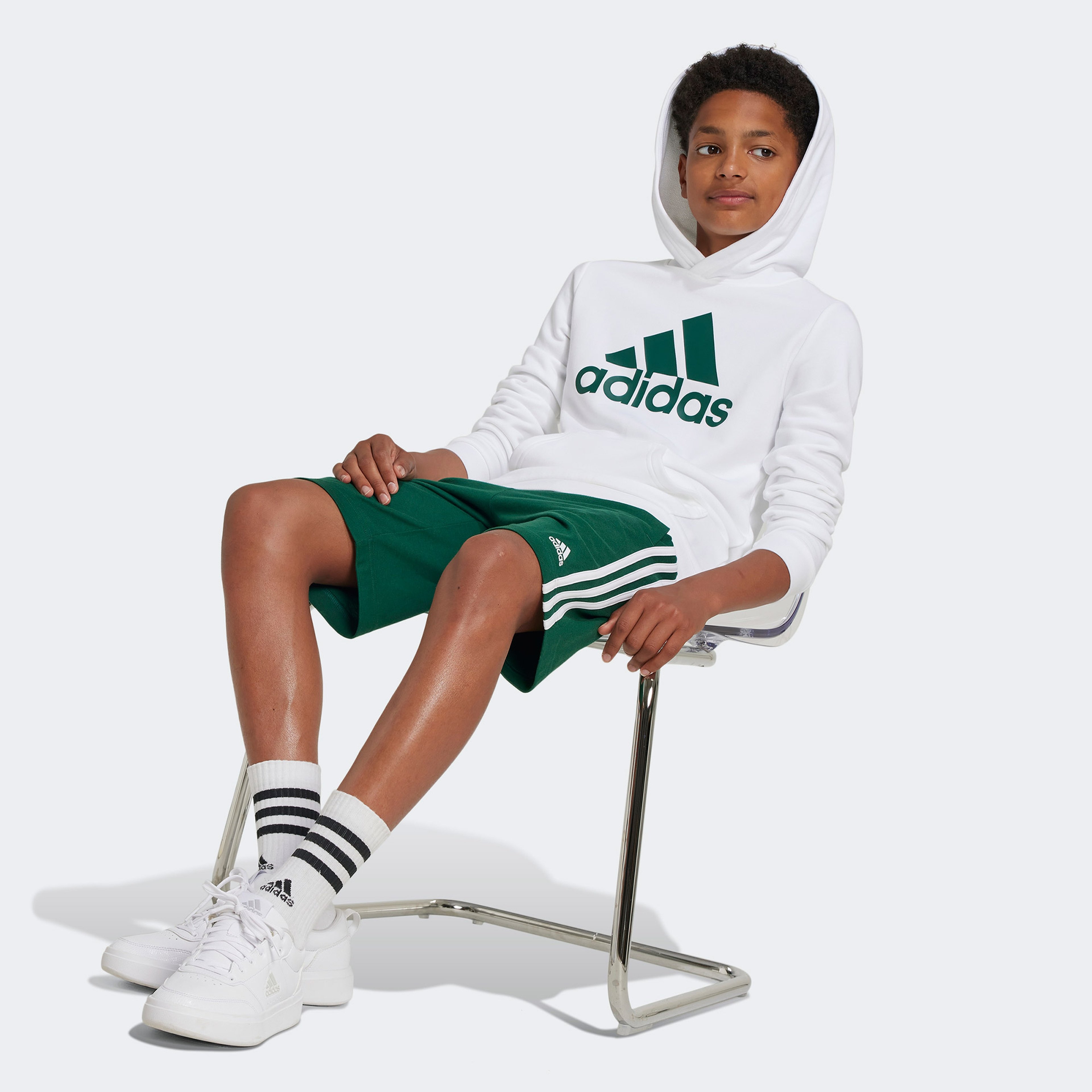 adidas Big Logo Essentials Cotton Çocuk Beyaz Hoodie