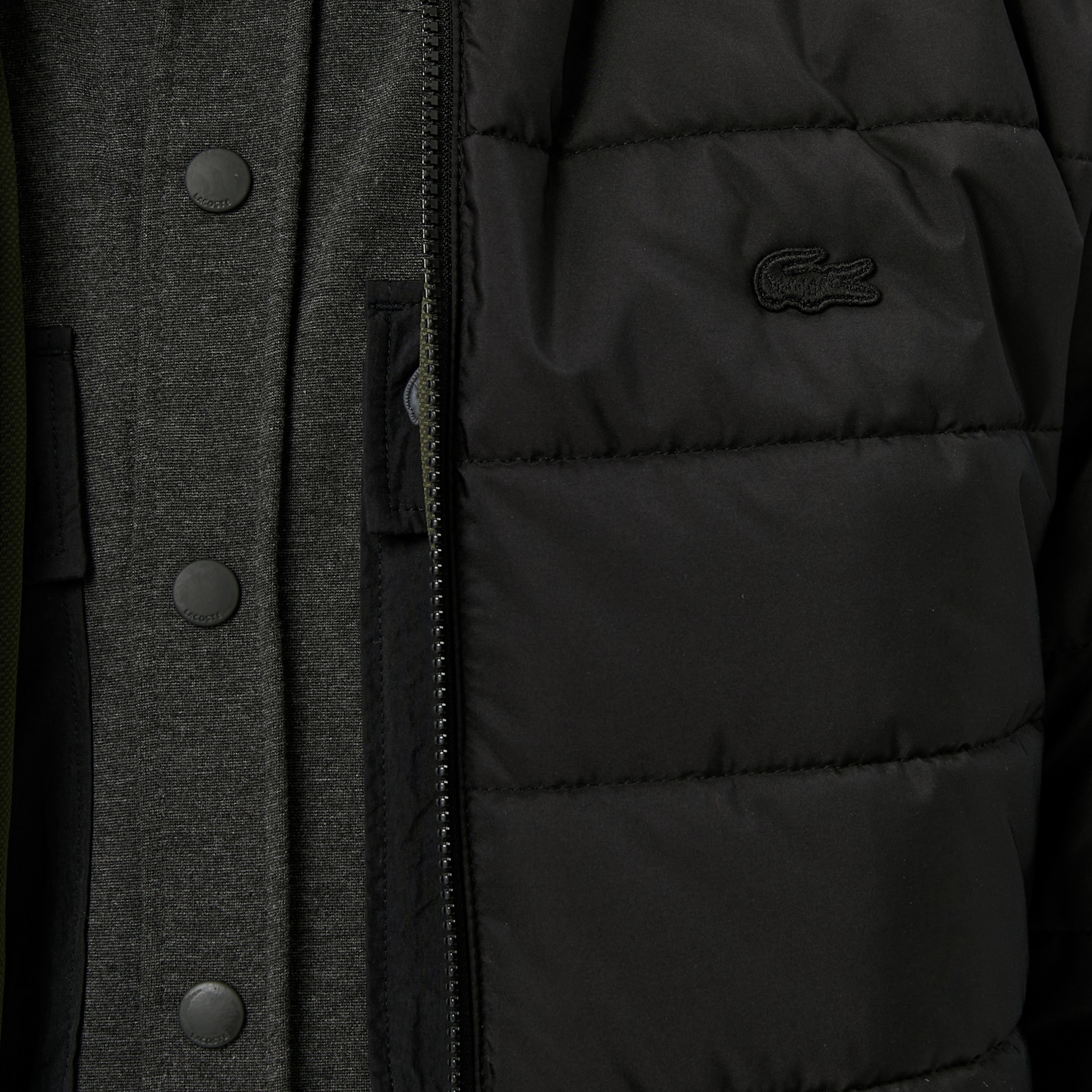 Erkek Dik Yaka Çift Taraflı Siyah Mont