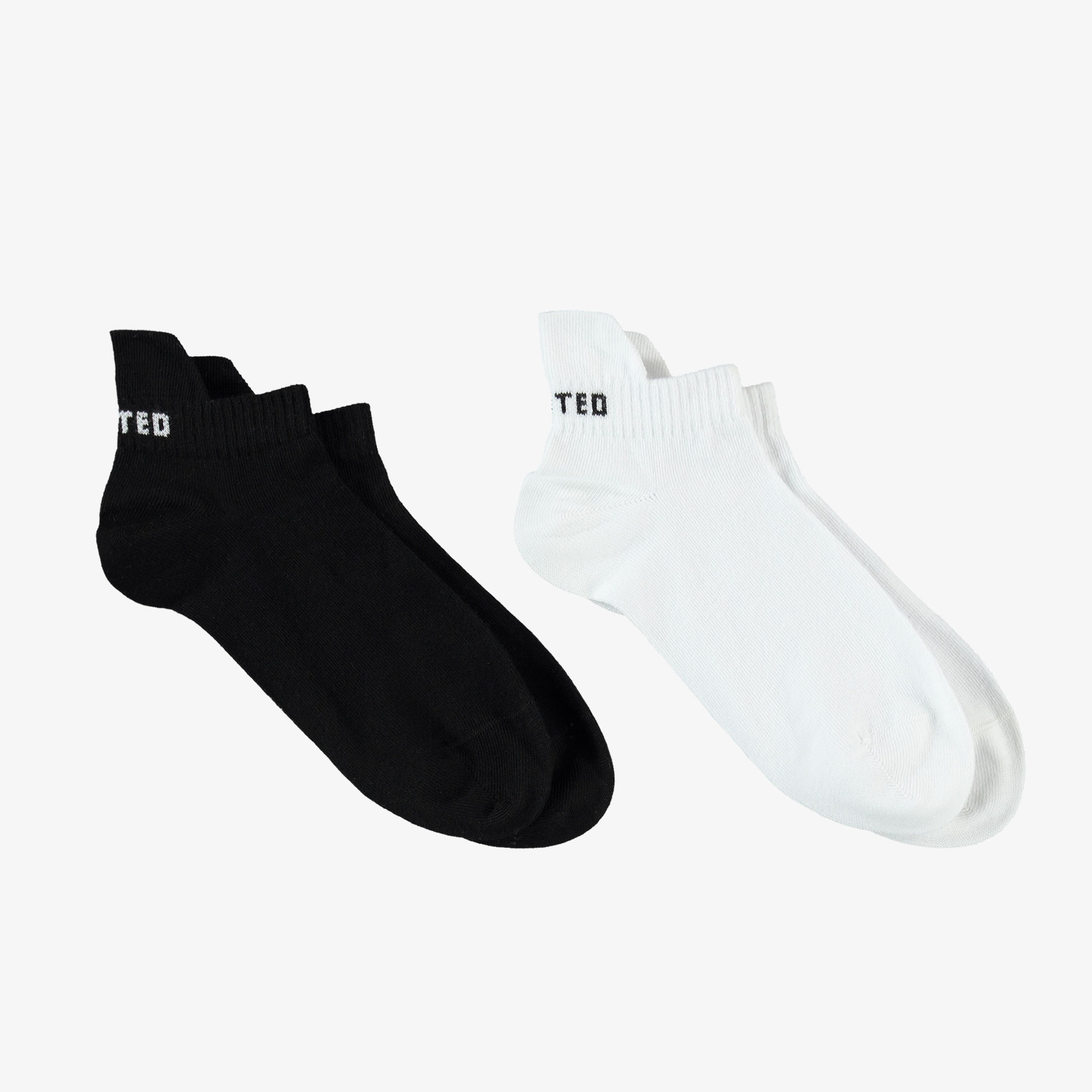 UNITED4 Unisex Siyah/Beyaz 2'li Çorap