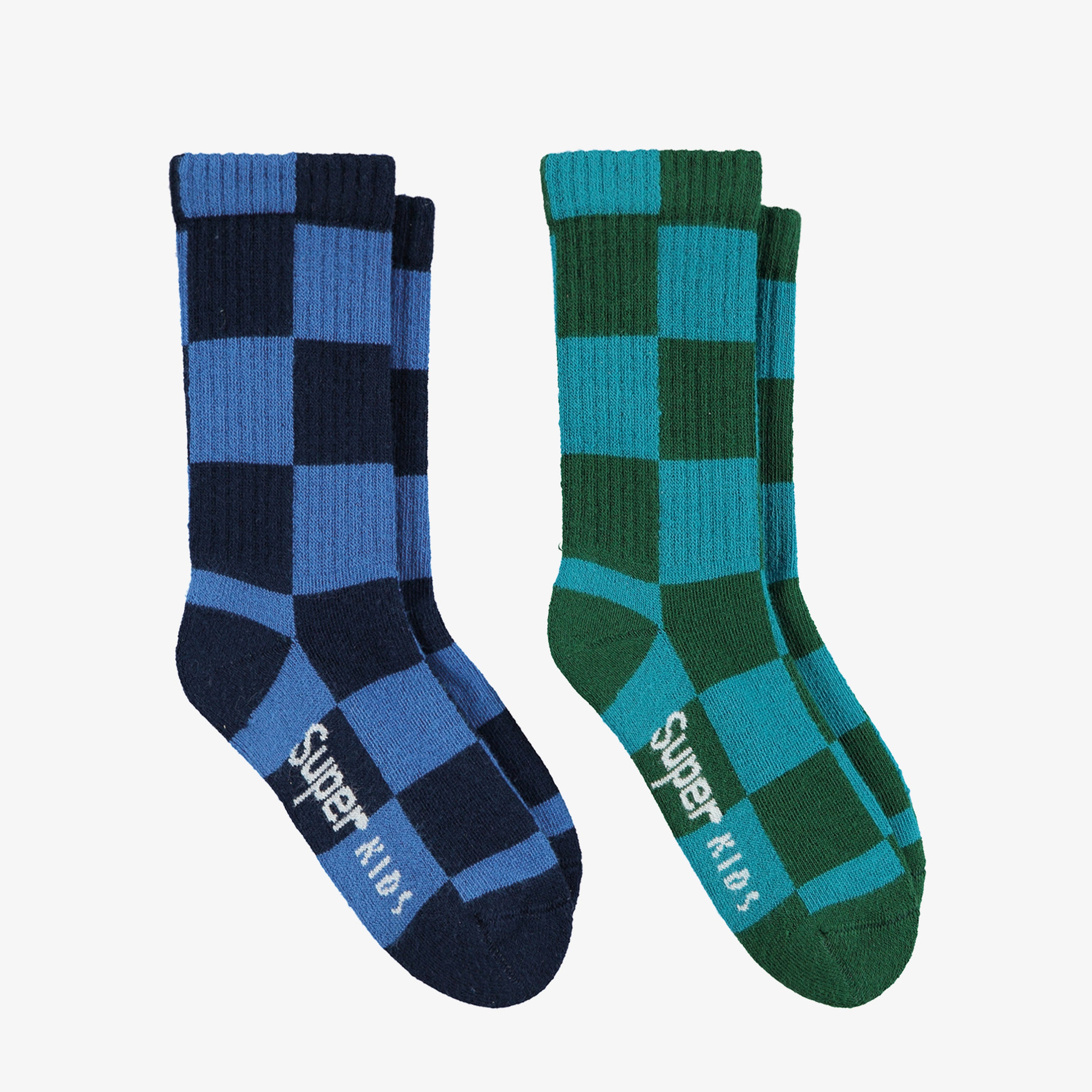 UNITED4 Tenis Checker Towel Çocuk Yeşil/Mavi 2'Lİ Çorap