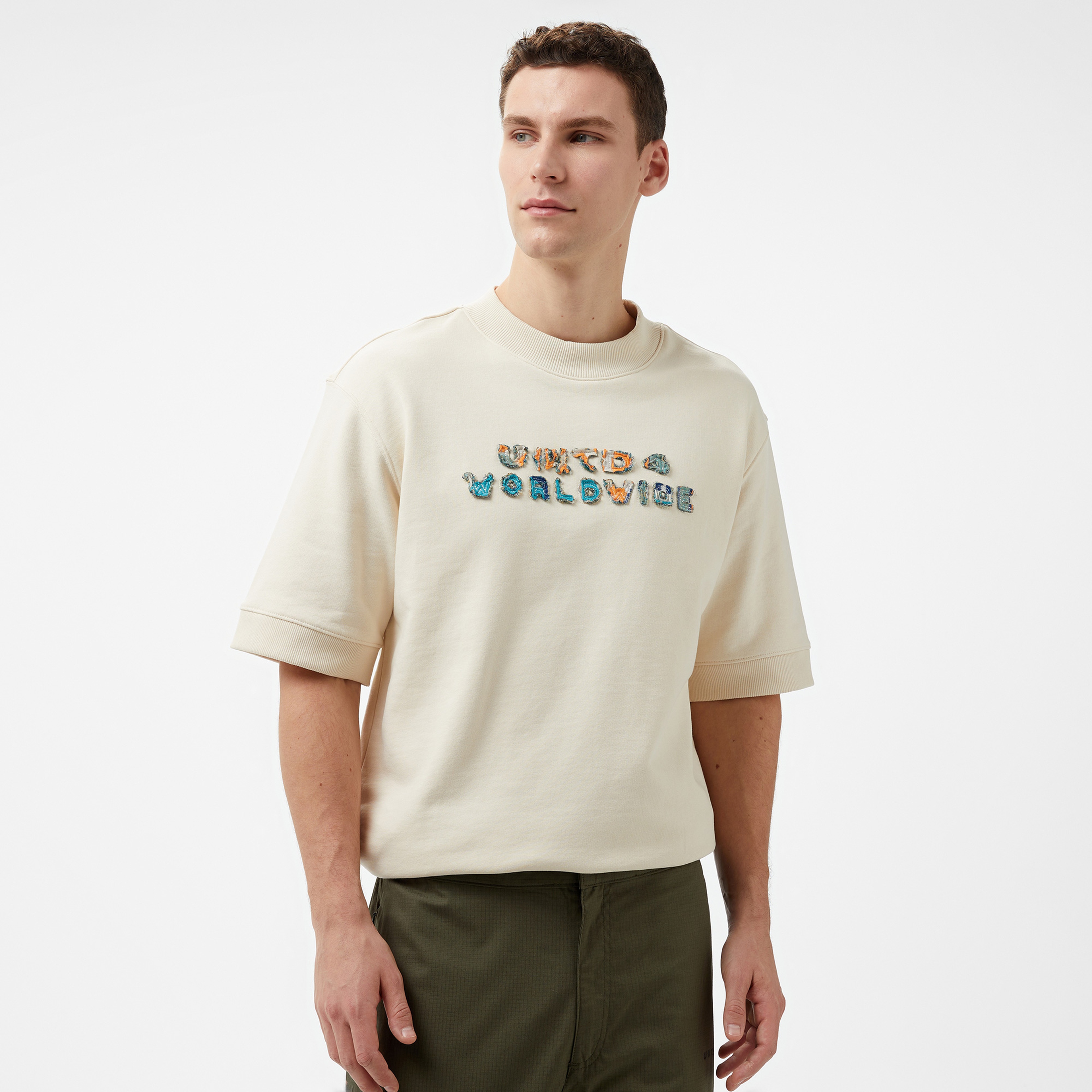 UNITED4 Cubian Erkek Krem T-Shirt