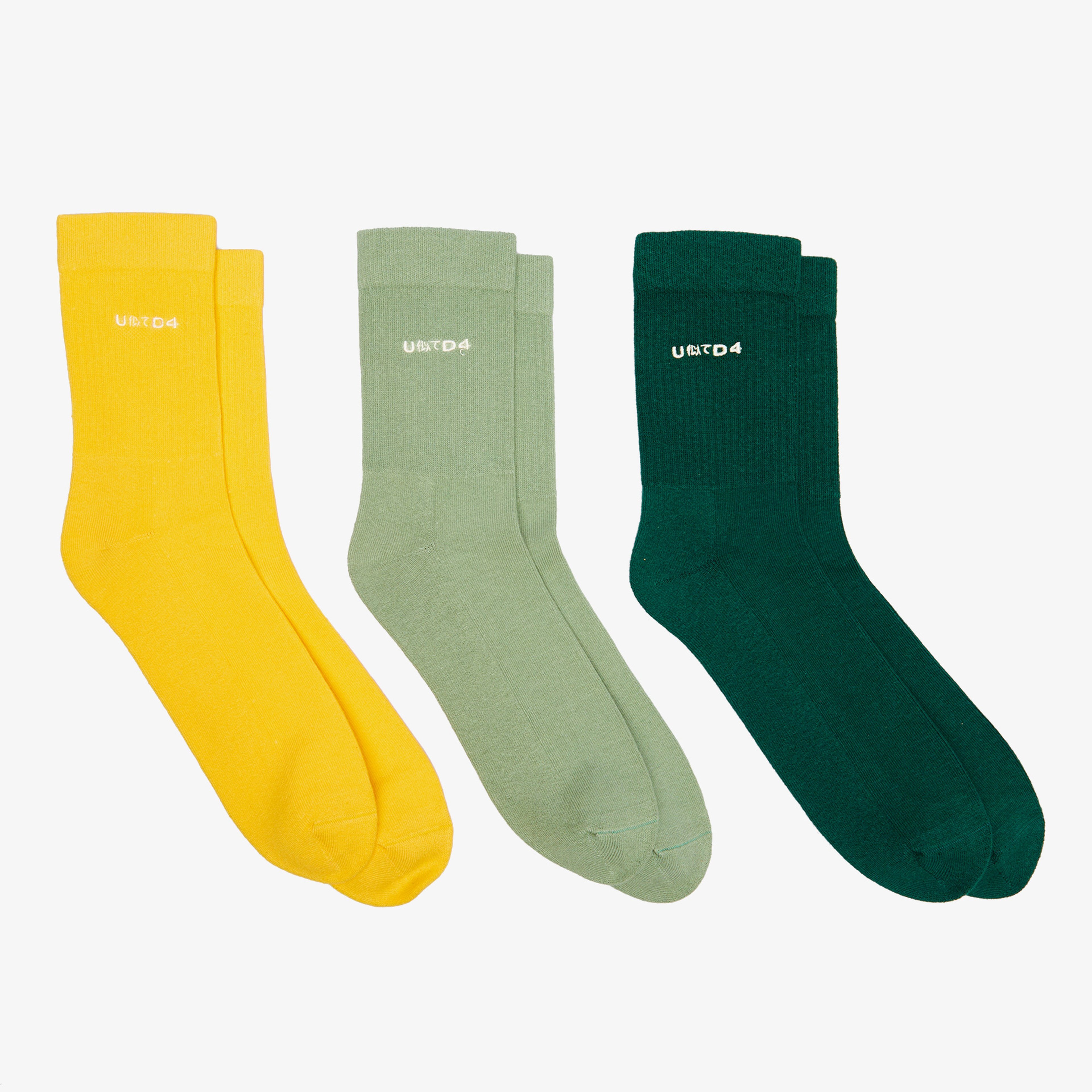 UNITED4 Classic Erkek Sarı/Yeşil/Haki 3lü Çorap