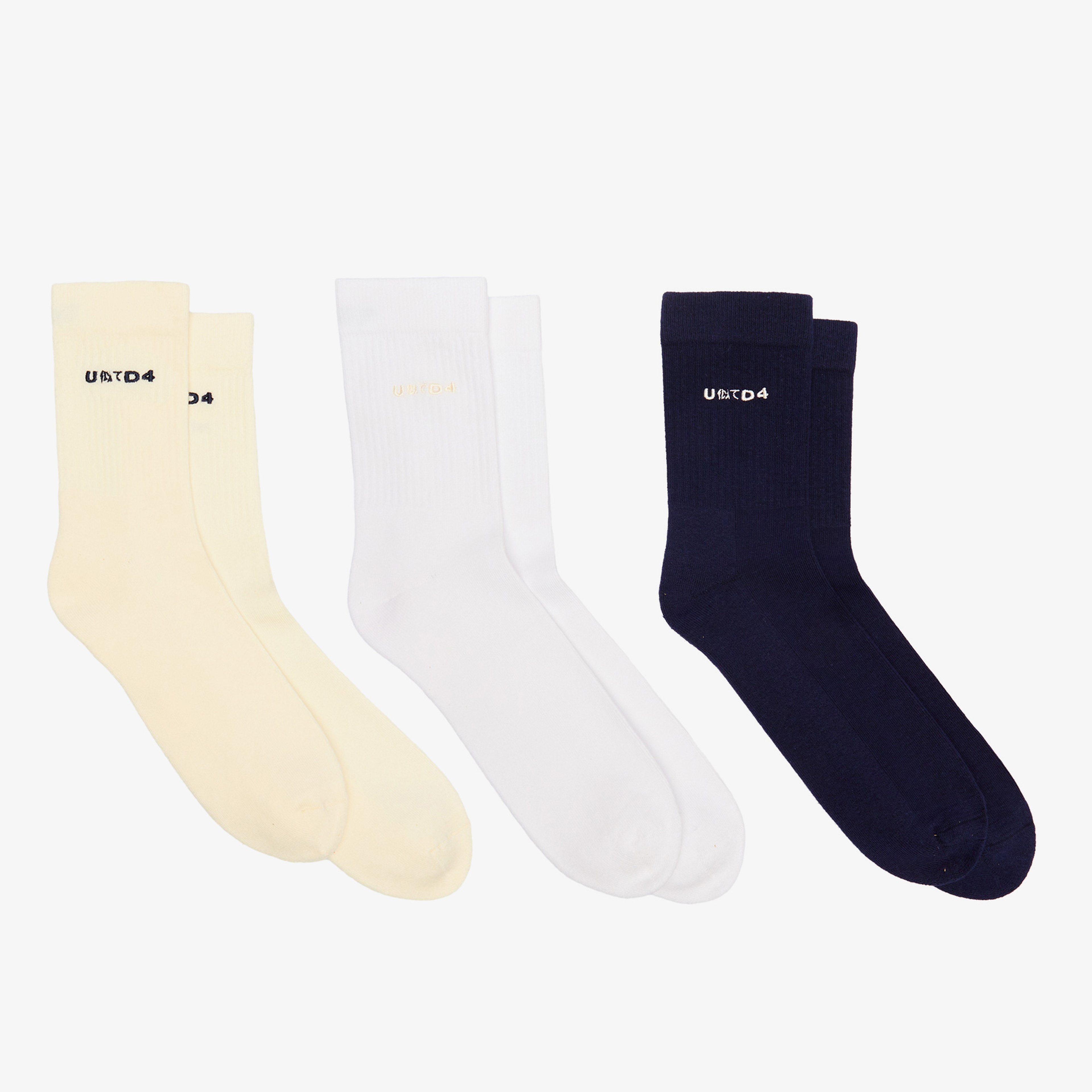 UNITED4 Erkek Sarı/Beyaz/Siyah 3'lü Çorap