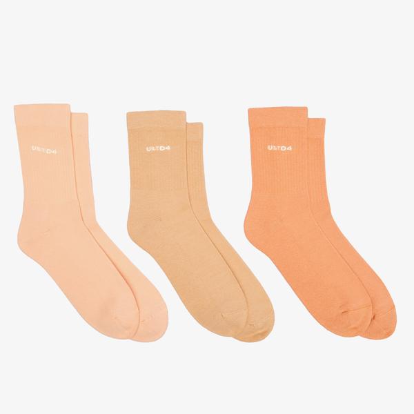 UNITED4 Unisex Krem/Kahverengi 3'lü Çorap