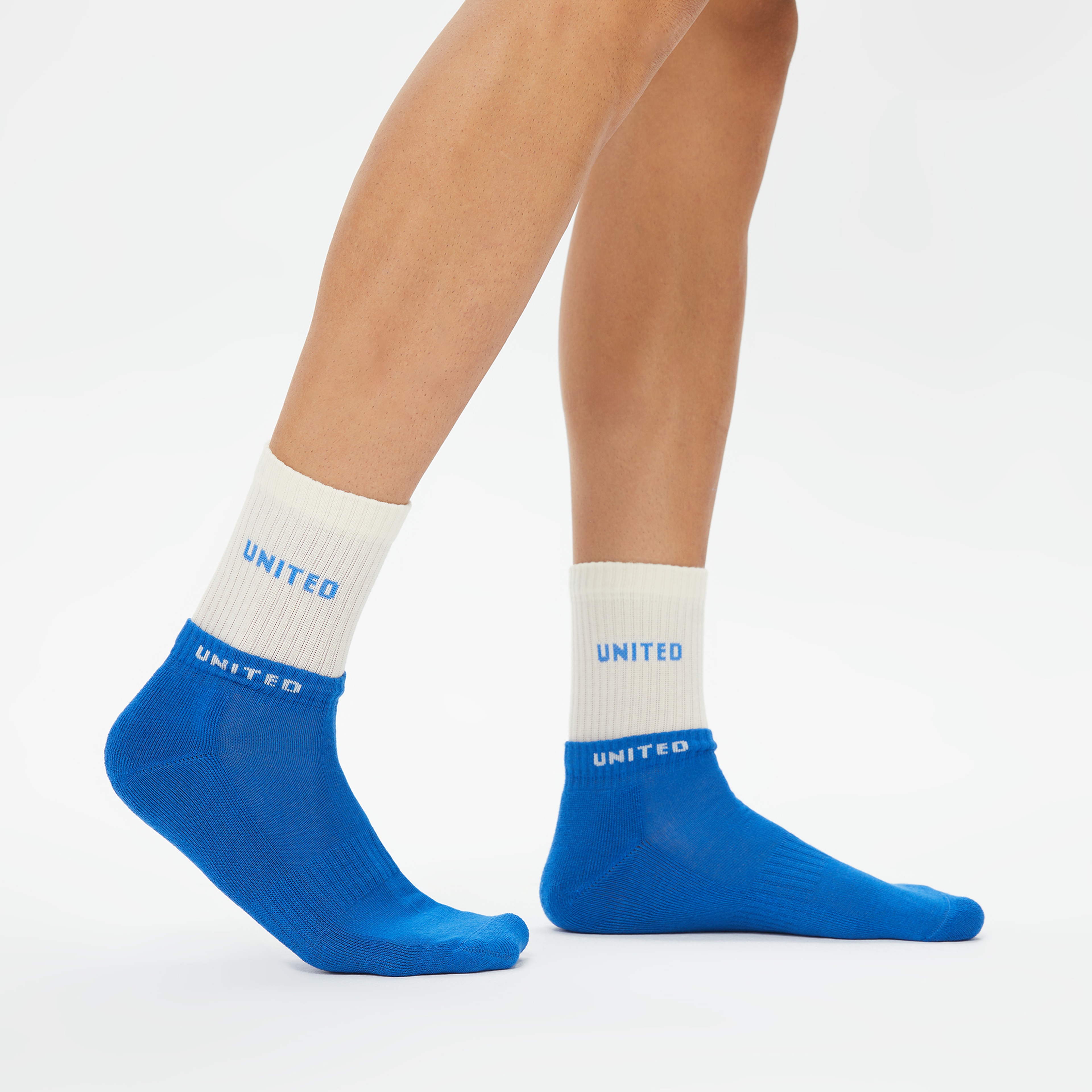 UNITED4 Erkek Beyaz/Mavi 2'li Çorap