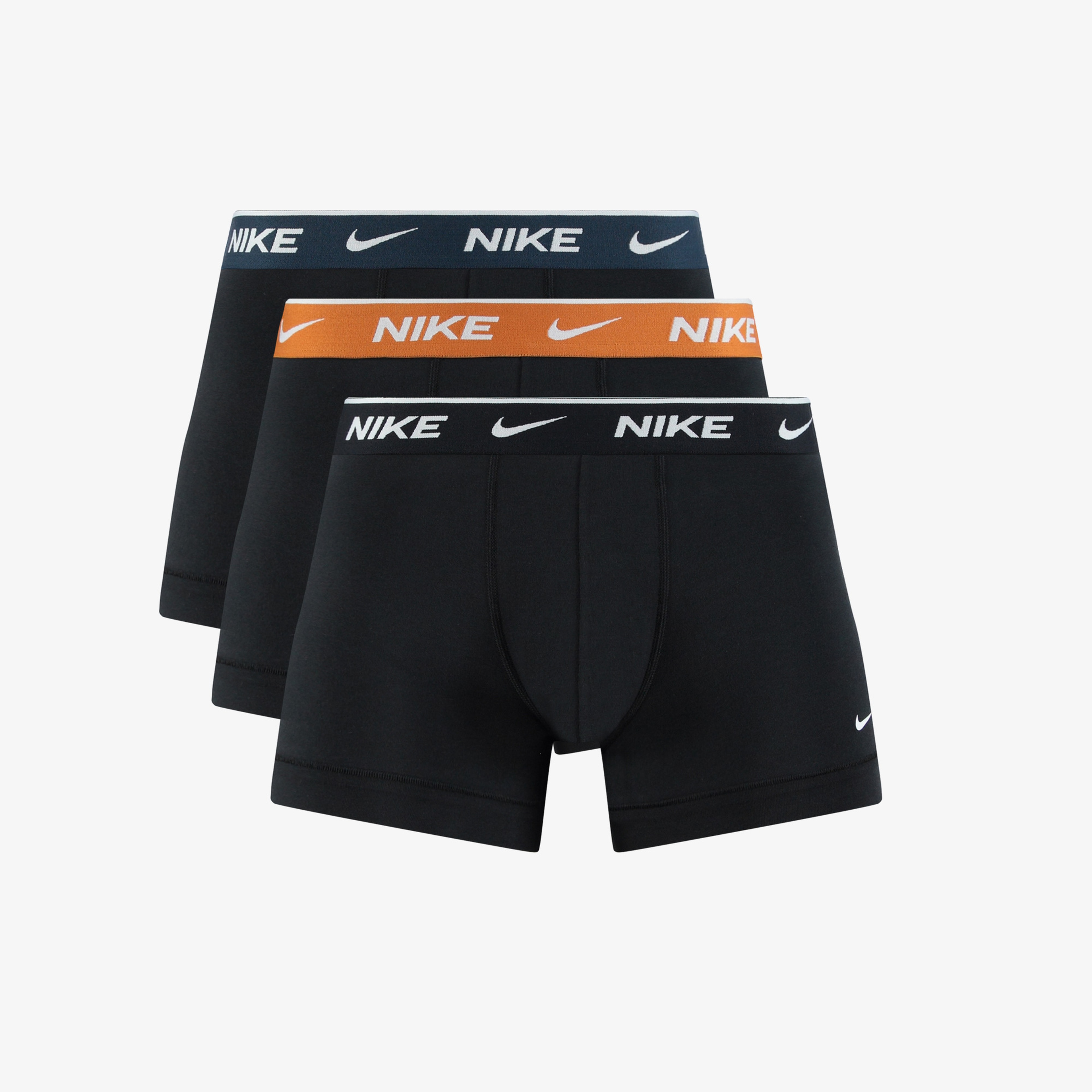 Nike Trunk 3'lü Turuncu/Yeşil/Siyah Bantlı Erkek Siyah Boxer