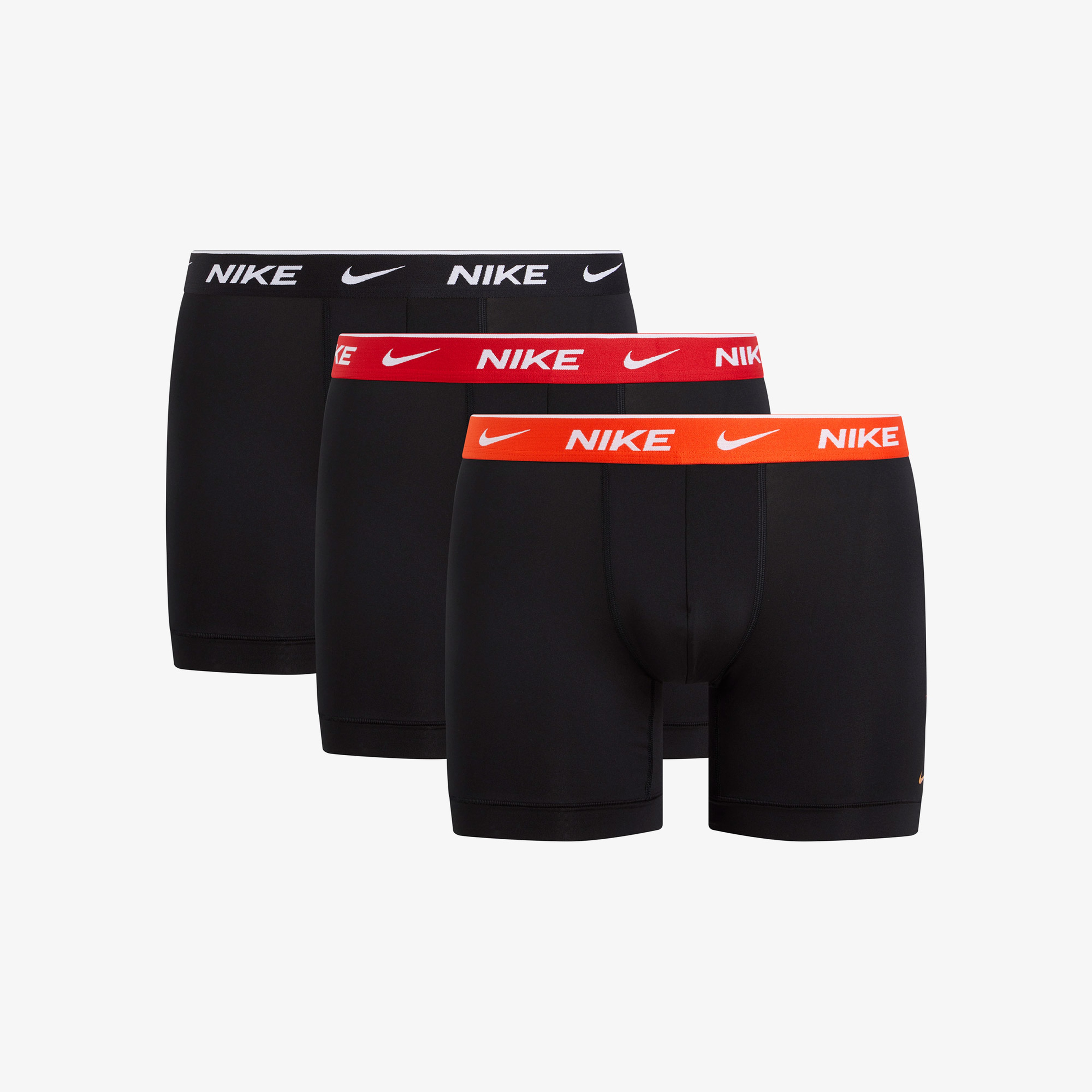 Nike Brief 3'lü Erkek Siyah/Kırmızı/Turuncu Bantlı Siyah Boxer