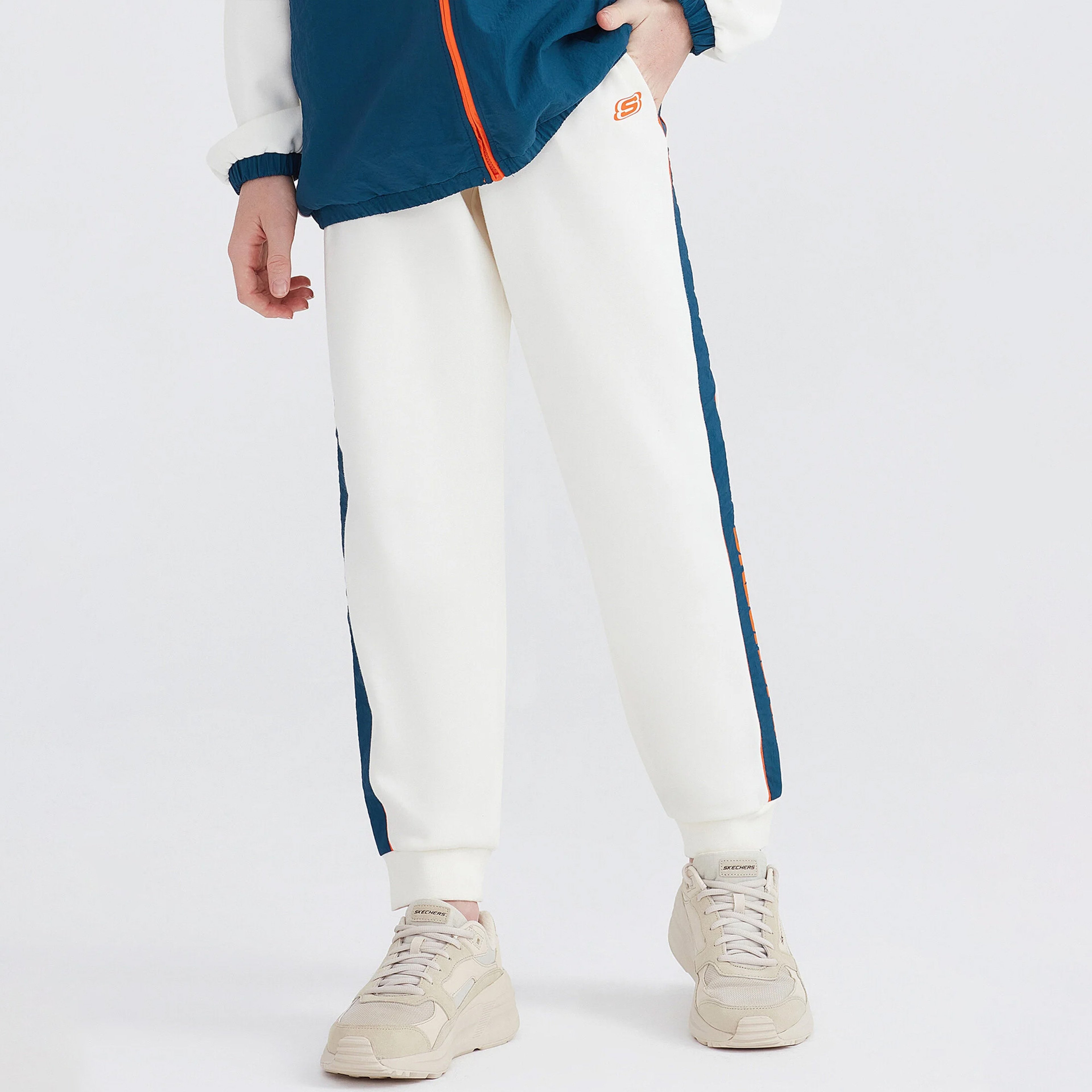 Skechers B Heavy Weight Fleece Jogger Erkek Çocuk Beyaz Eşofman Altı