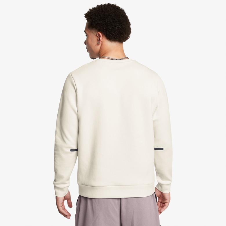 Under Armour Unstoppable Fleece Bisiklet Yaka Erkek Beyaz Sweatshirt